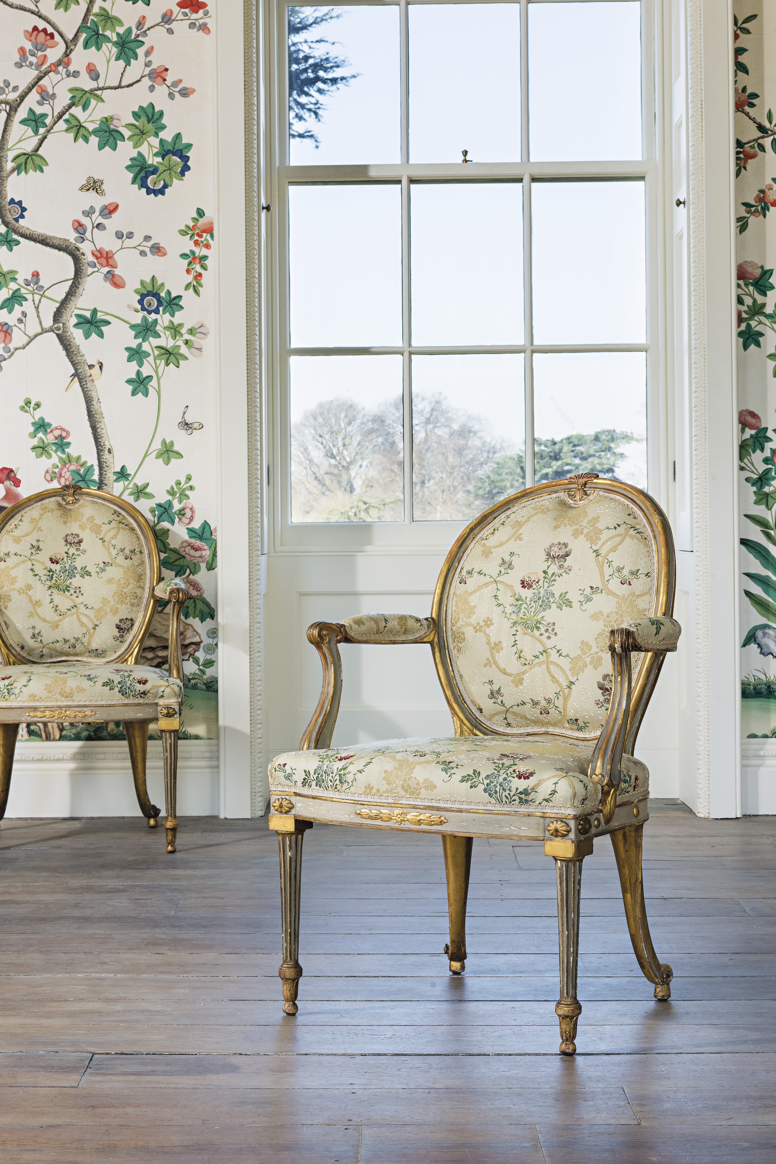 Elegant chair in Upper Drawing Room, Pitzhanger Manor; ideal for intimate events and workshops.