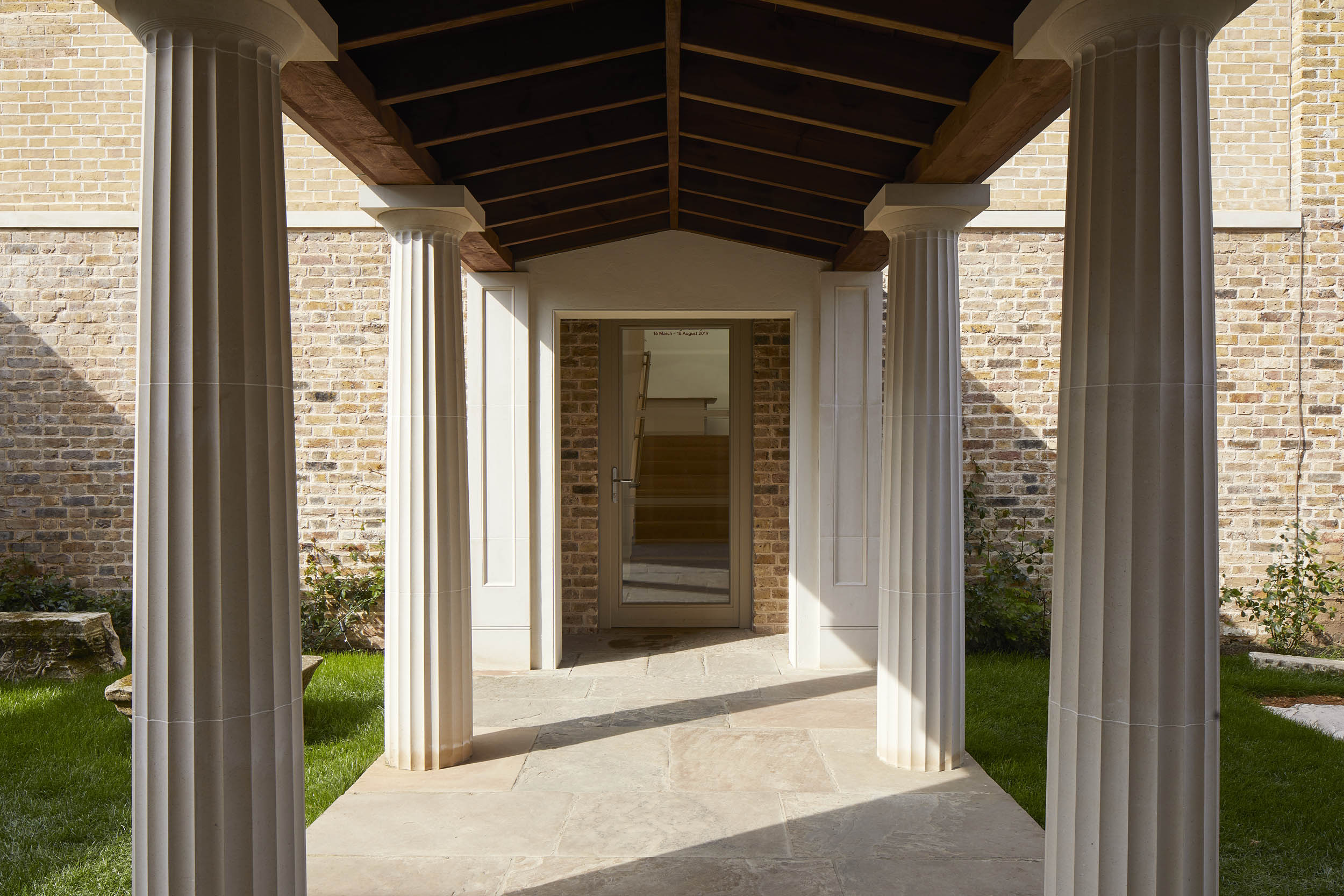 Elegant entrance of The Colonnade at Pitzhanger Manor, ideal for events and gatherings.