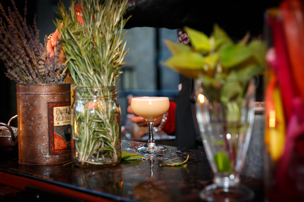 Bar setup with fresh herbs at The Brunel Museum for upscale events and gatherings.
