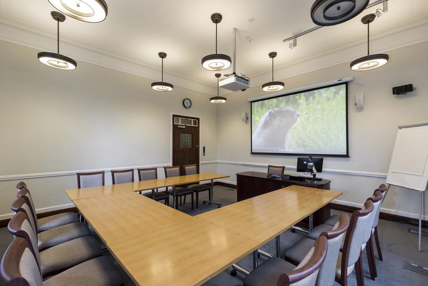 Meeting room at Senate House, University of London, ideal for professional gatherings.