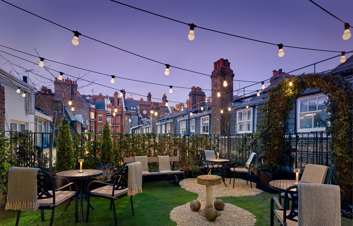 Charming rooftop venue at Holmes Hotel London, ideal for intimate gatherings and networking events.