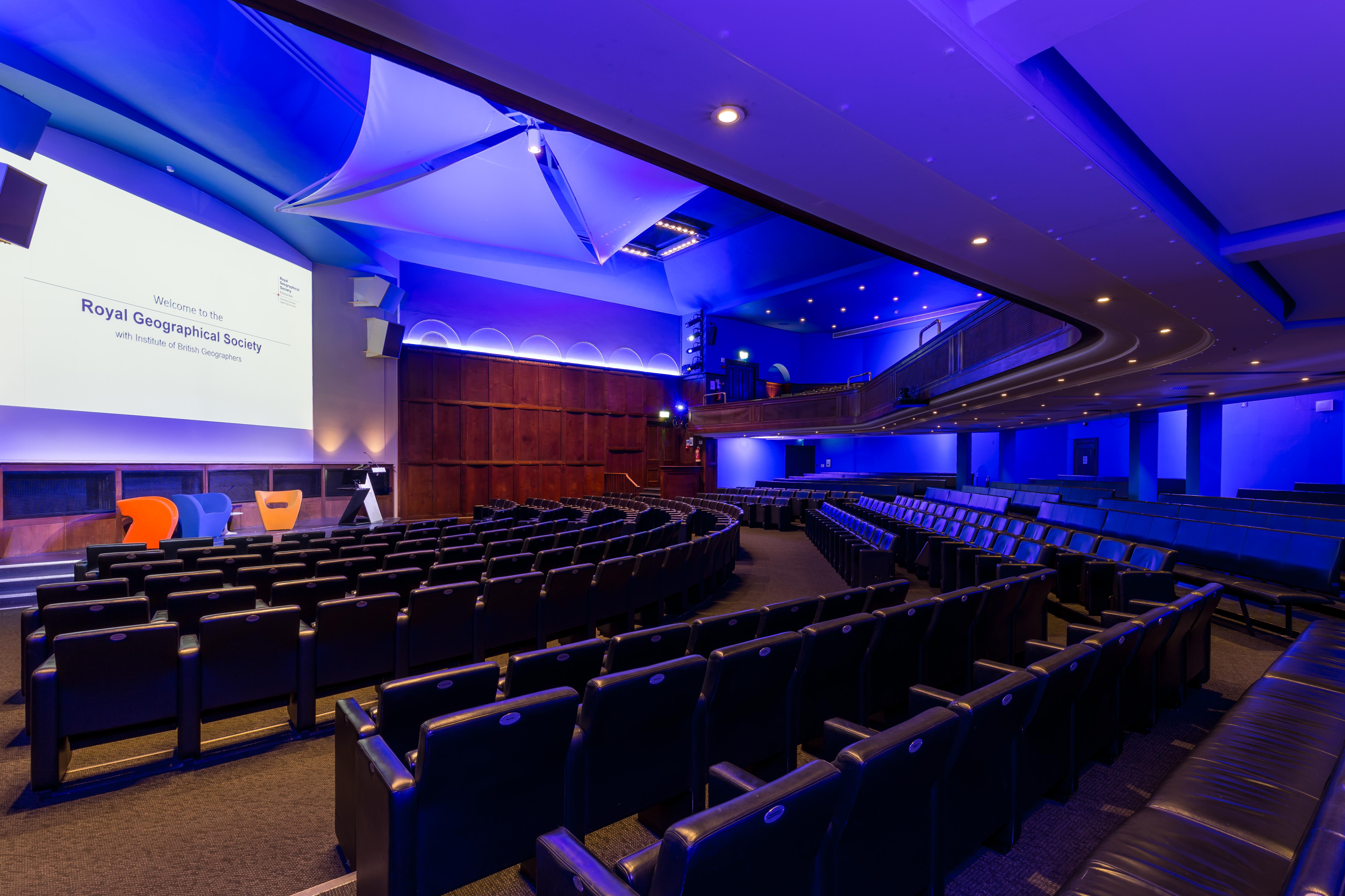 Ondaatje Theatre with tiered seating, ideal for conferences and presentations.