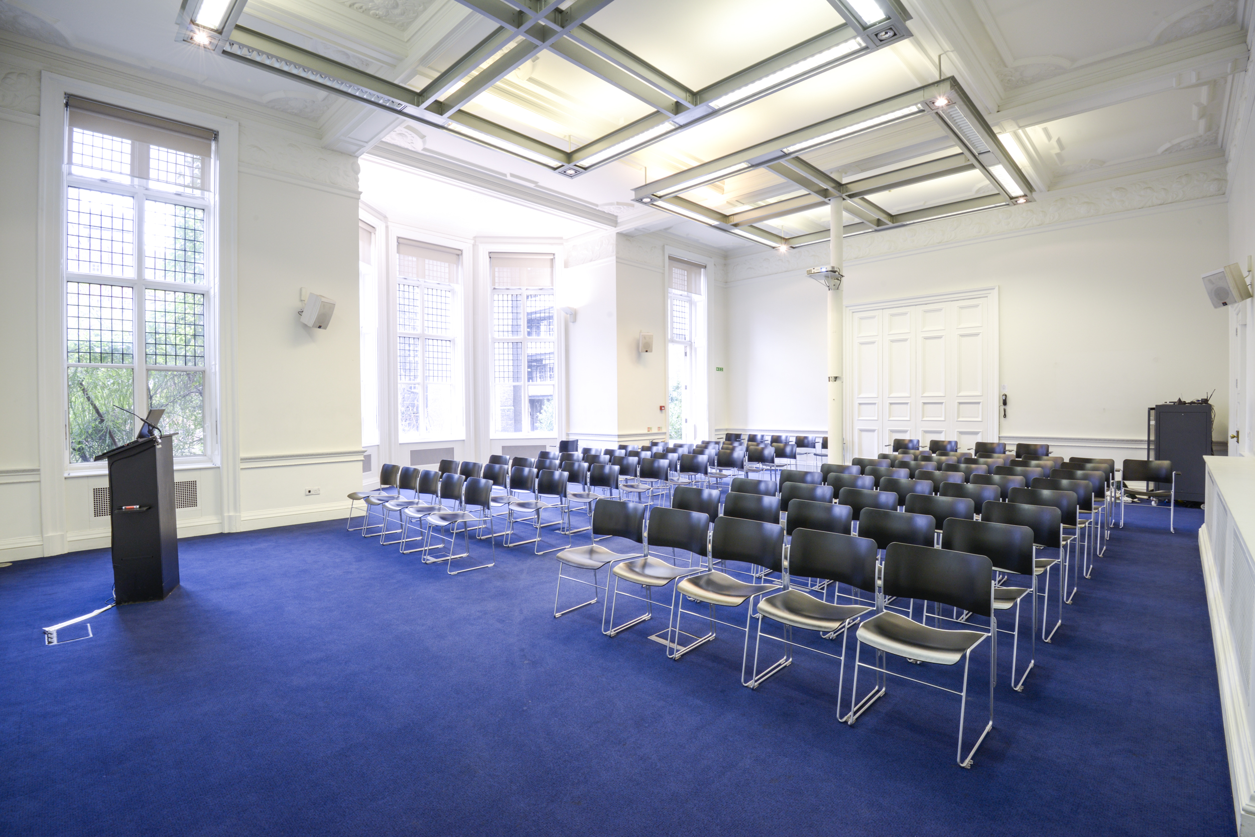 Main Hall at Royal Geographical Society, spacious seminar room for presentations.