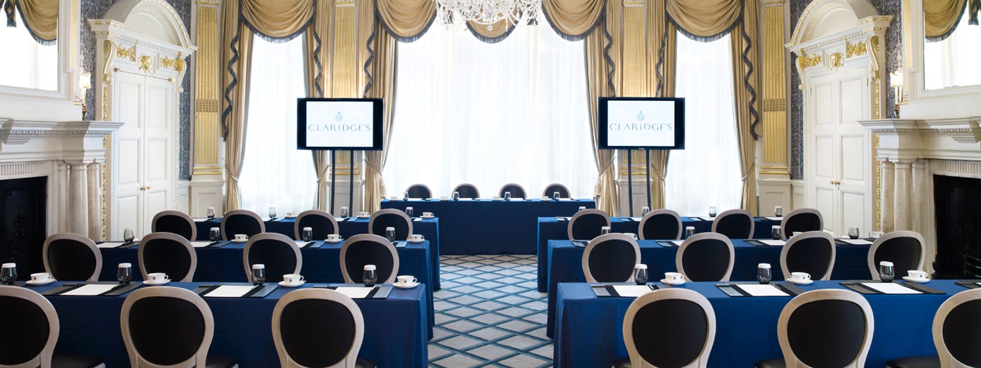 Sophisticated meeting room at Claridge's, ideal for corporate events and conferences.