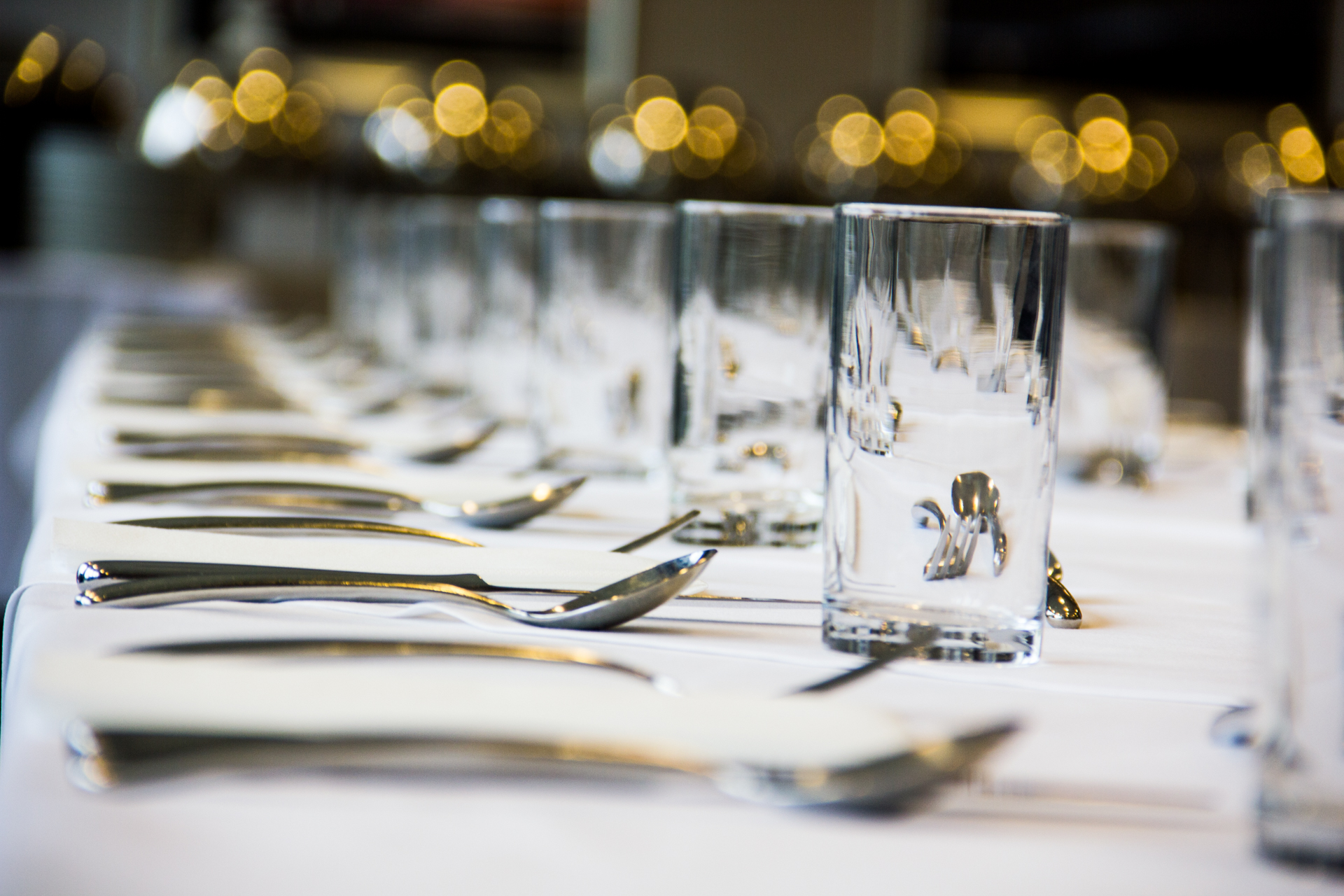Elegant dining table setup in Hotel La Tour for formal events and corporate functions.