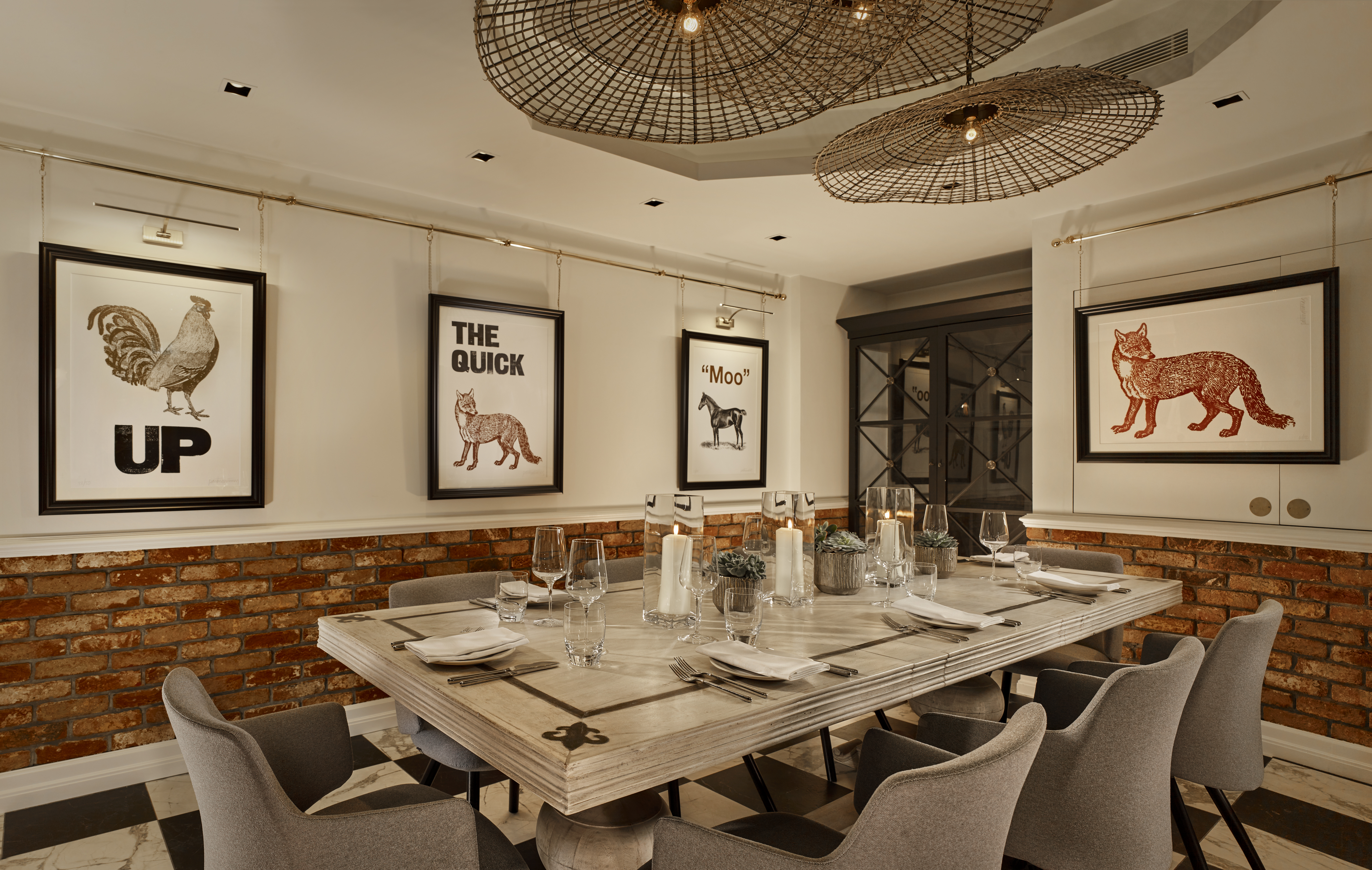 Private dining room at Holmes Hotel London, modern decor for intimate events and meetings.