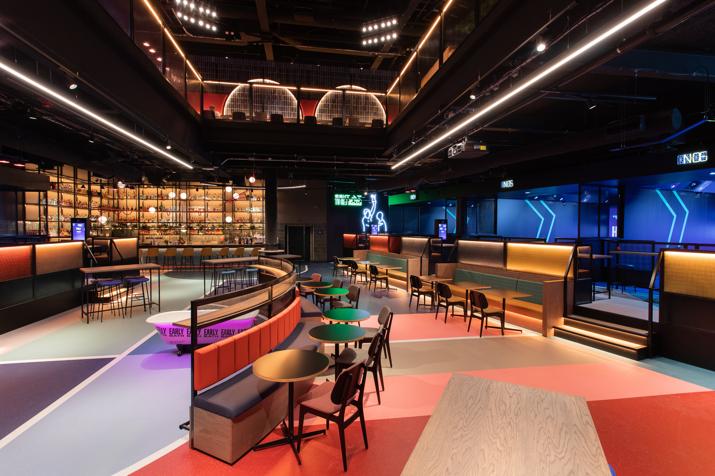 Modern event space at TOCA Social, ideal for corporate functions and private parties.