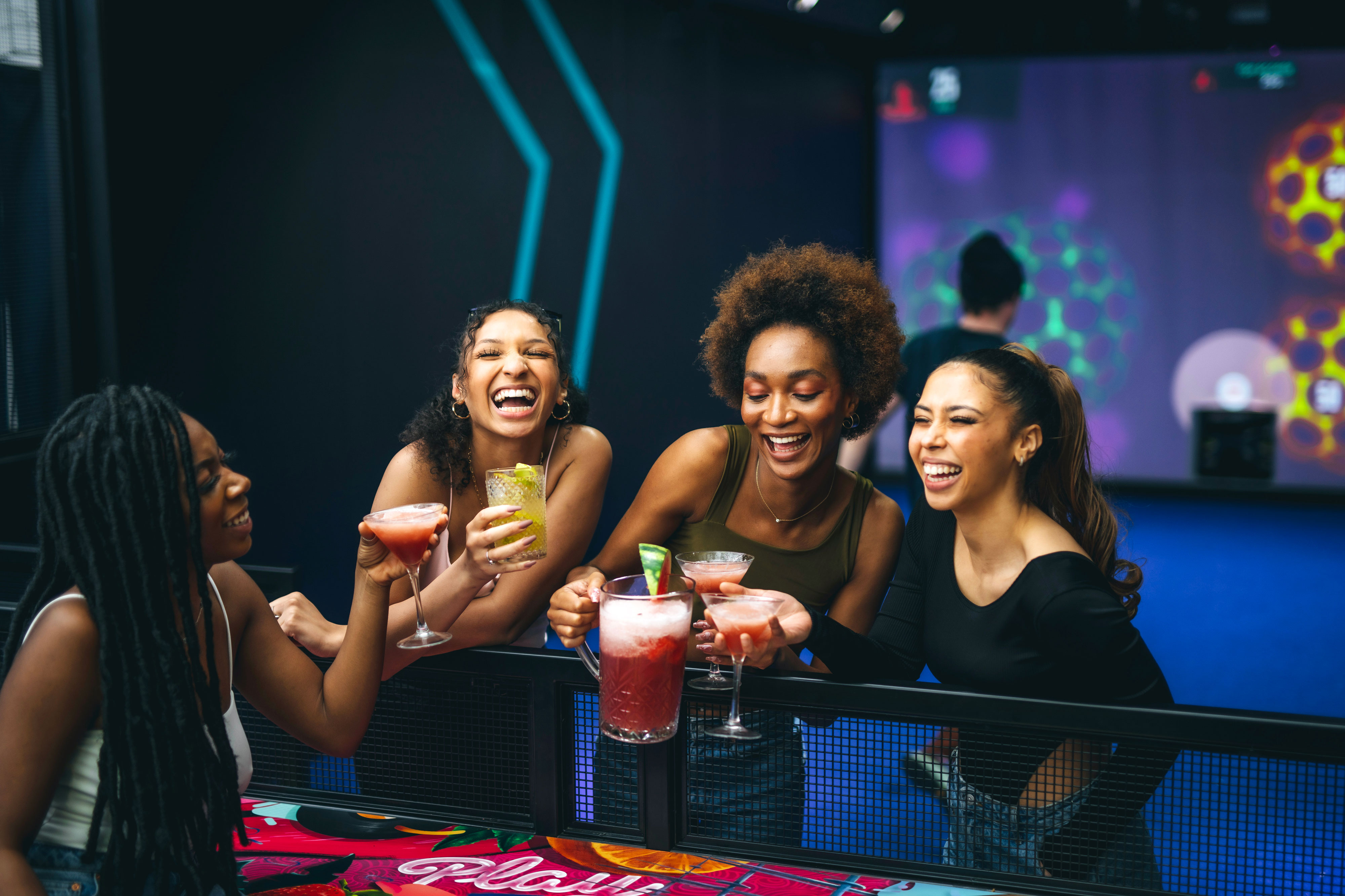 Vibrant Players Lounge at TOCA Social, perfect for networking events and celebrations.