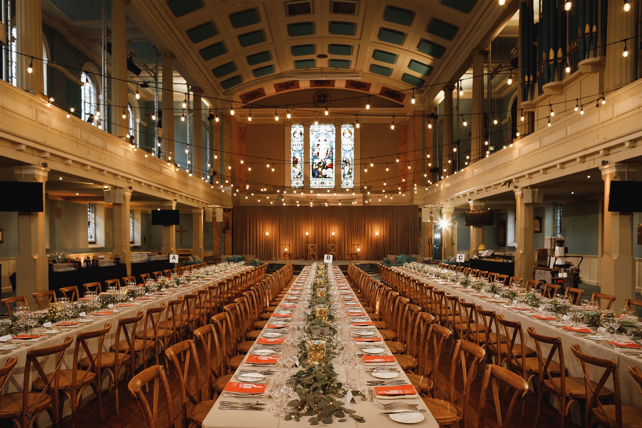 Elegant event space in St Mary's Marylebone, perfect for weddings and corporate gatherings.