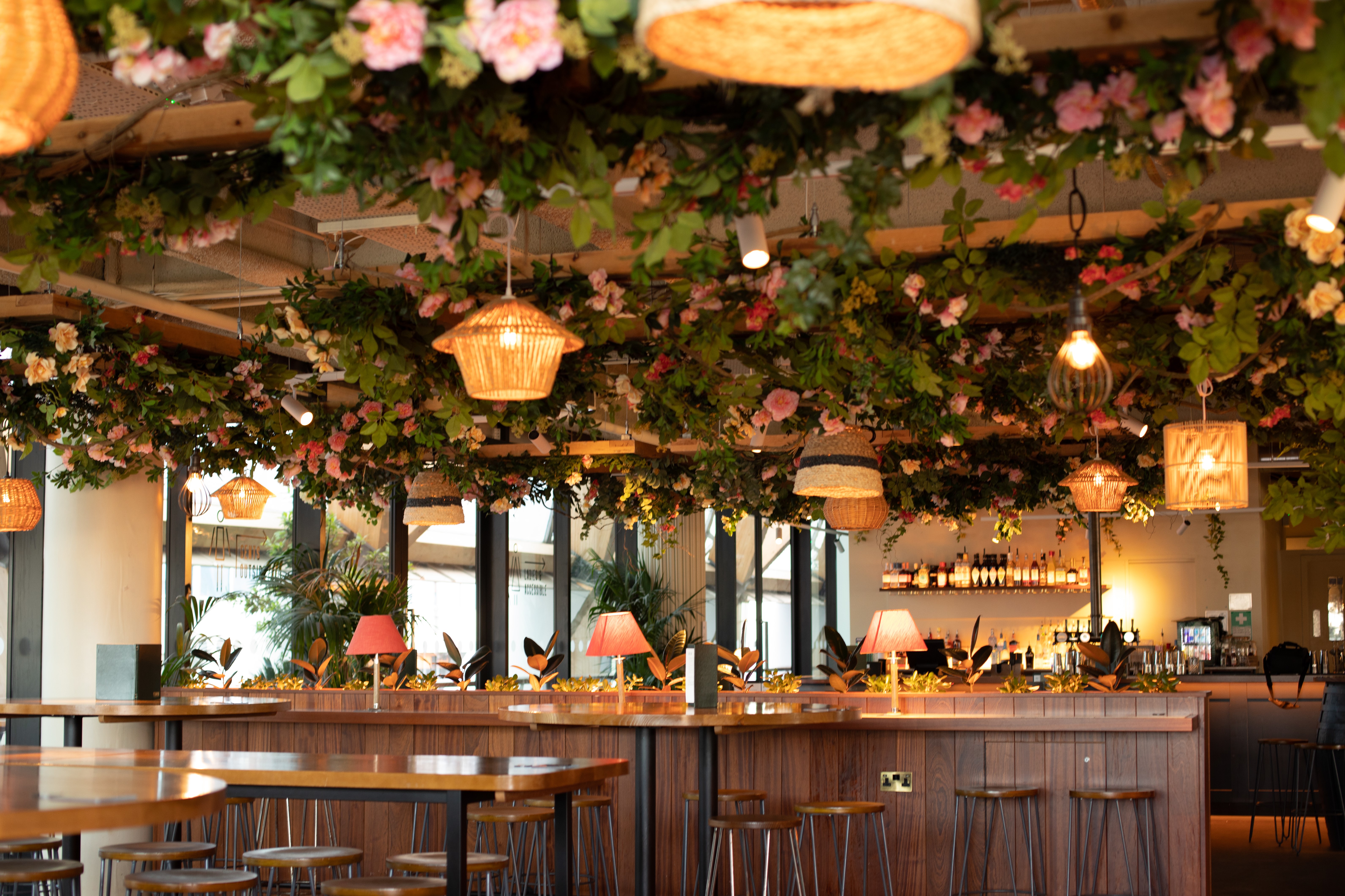 Whole Venue at Pergola on the Wharf, lush greenery, ideal for events and gatherings.