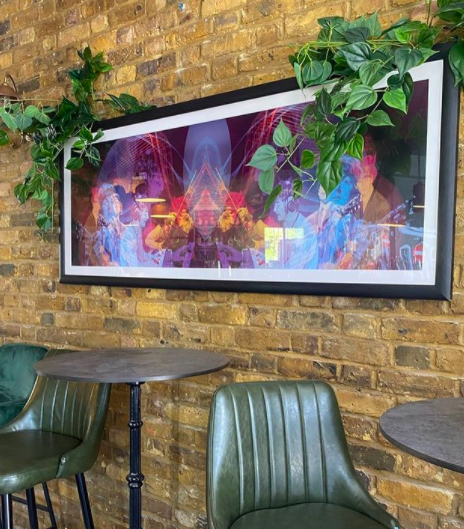 Vibrant artwork in Whole Venue, Islington for creative meetings and networking events.