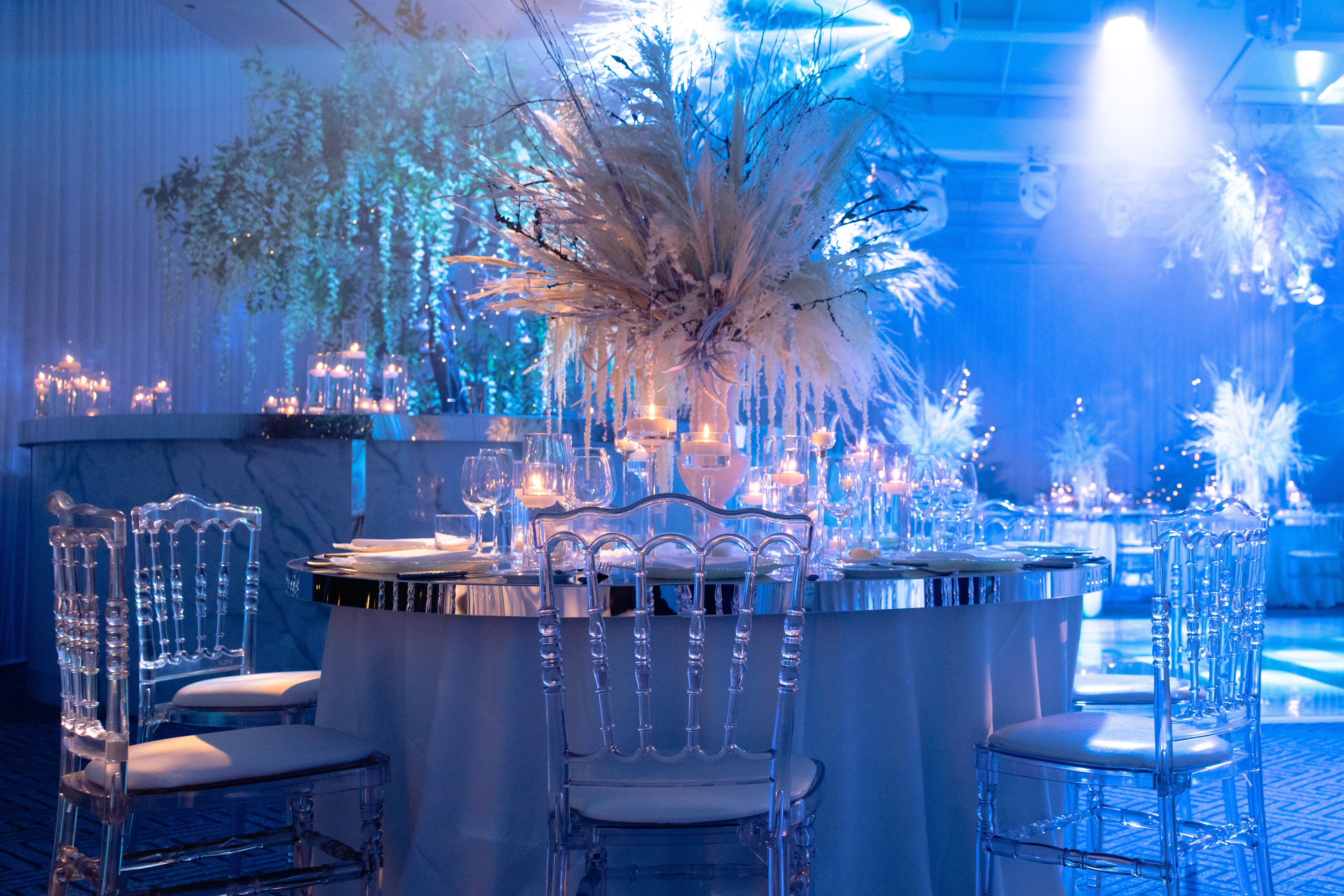 Elegant ballroom at Nobu Hotel with round table, perfect for upscale events.