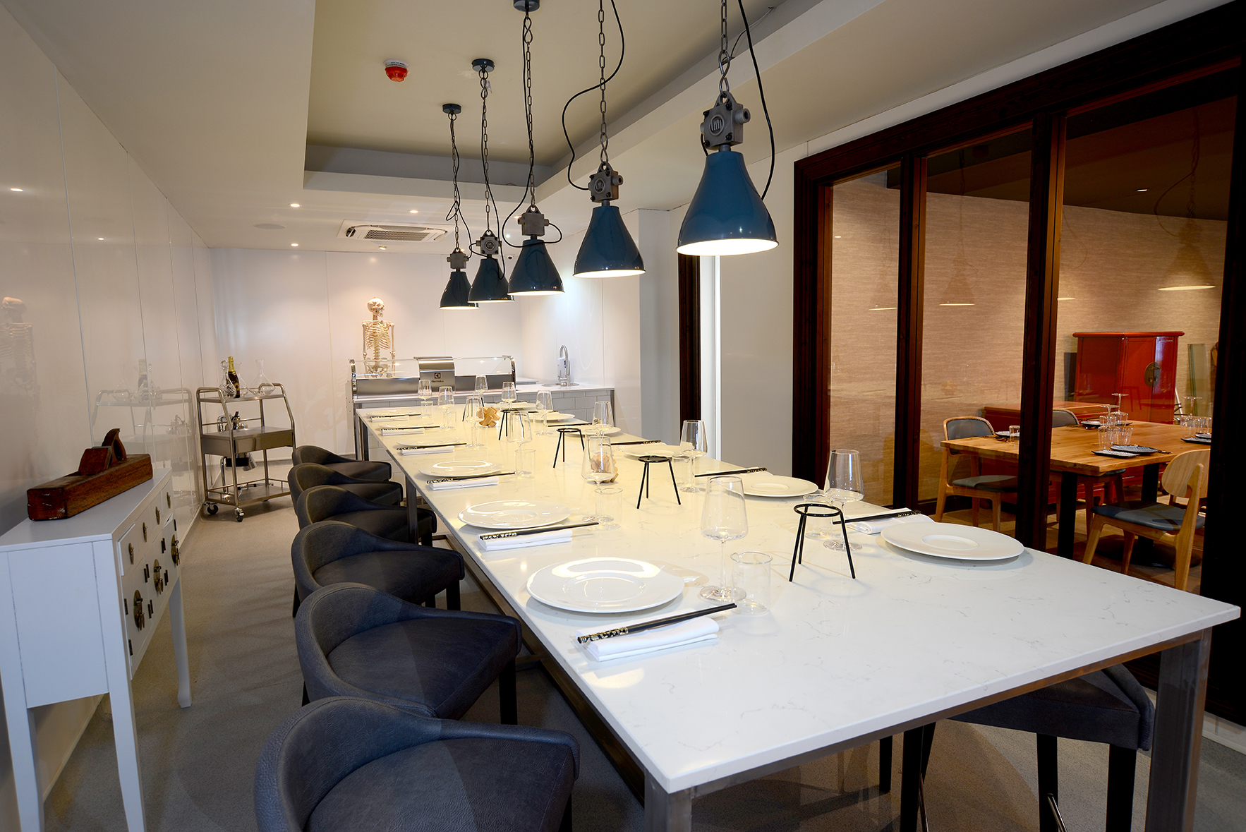 Modern dining space at The Food Lab, ideal for private events and meetings.