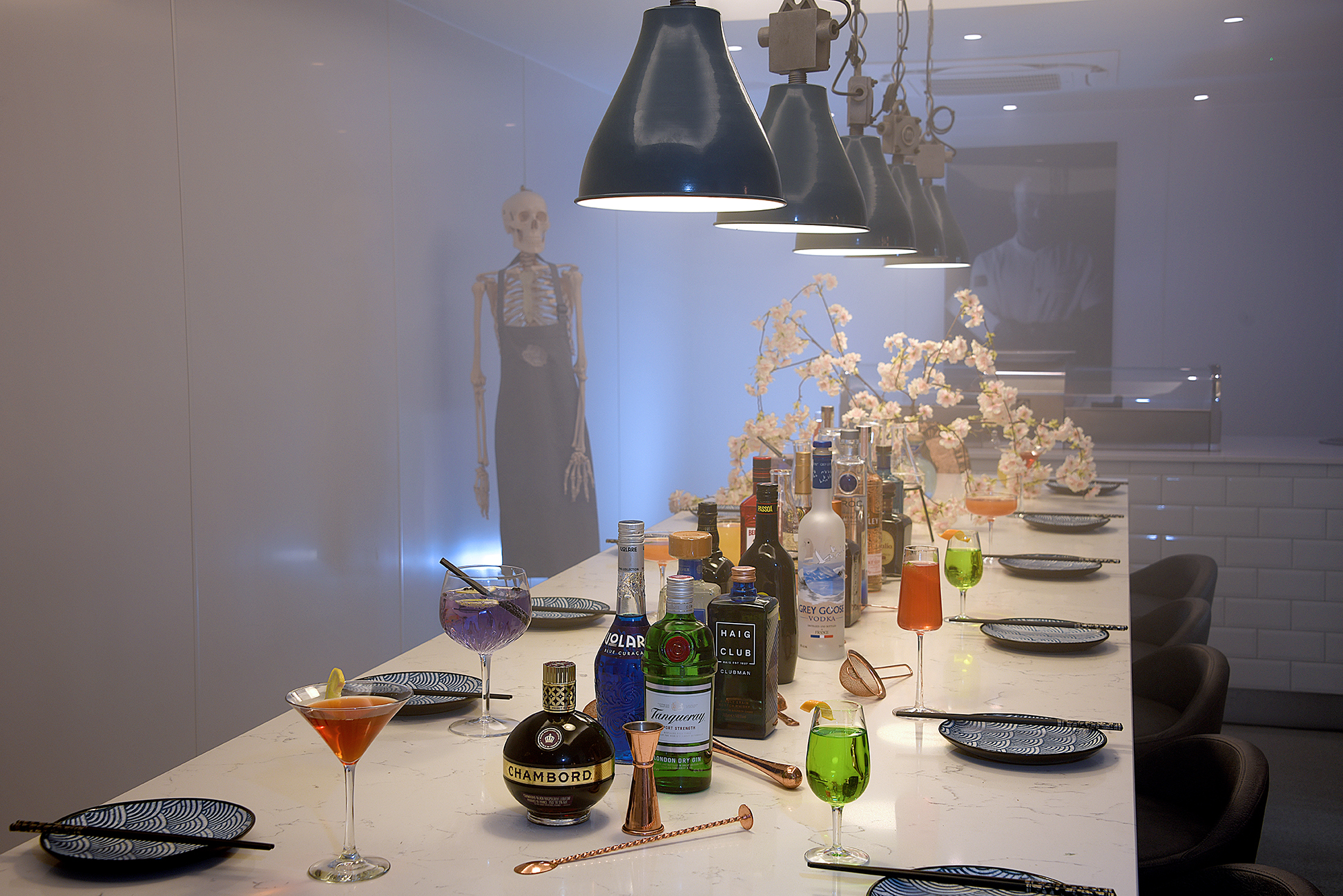 Elegant event space at Lu Ban Bar with cocktails and unique decor for gatherings.