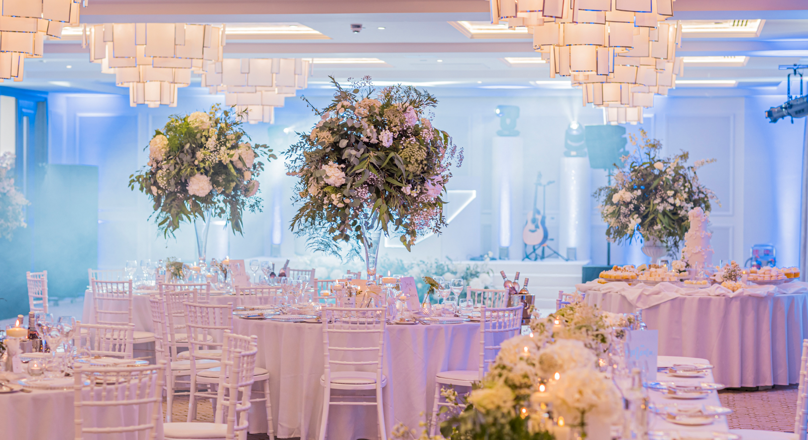 Monarch Suite at Fairmont Windsor Park, elegant wedding venue with floral centerpieces.
