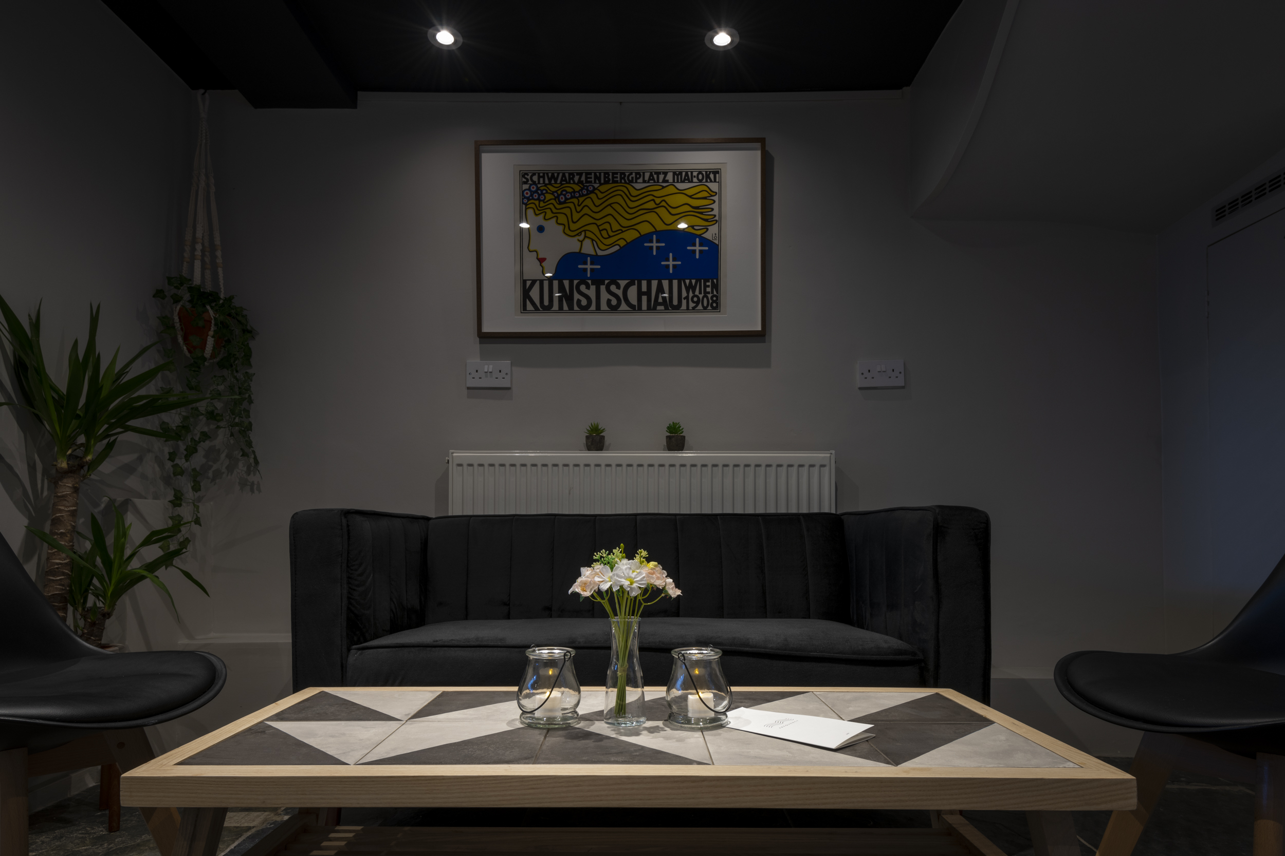 Stylish Frequency Cocktail Bar meeting space with modern furniture for intimate gatherings.