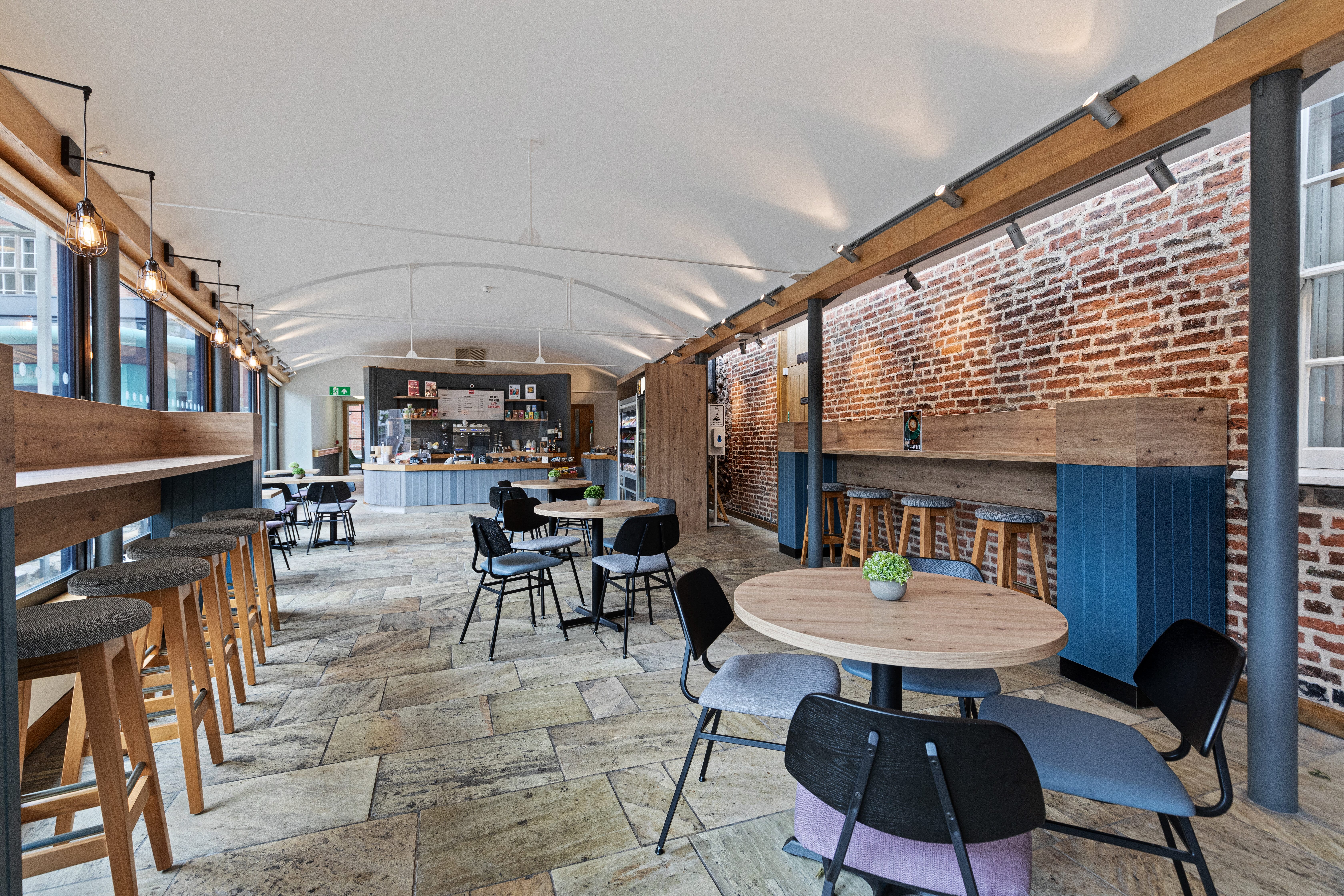 Modern event space at Cafe No:7, ideal for networking and casual meetings.
