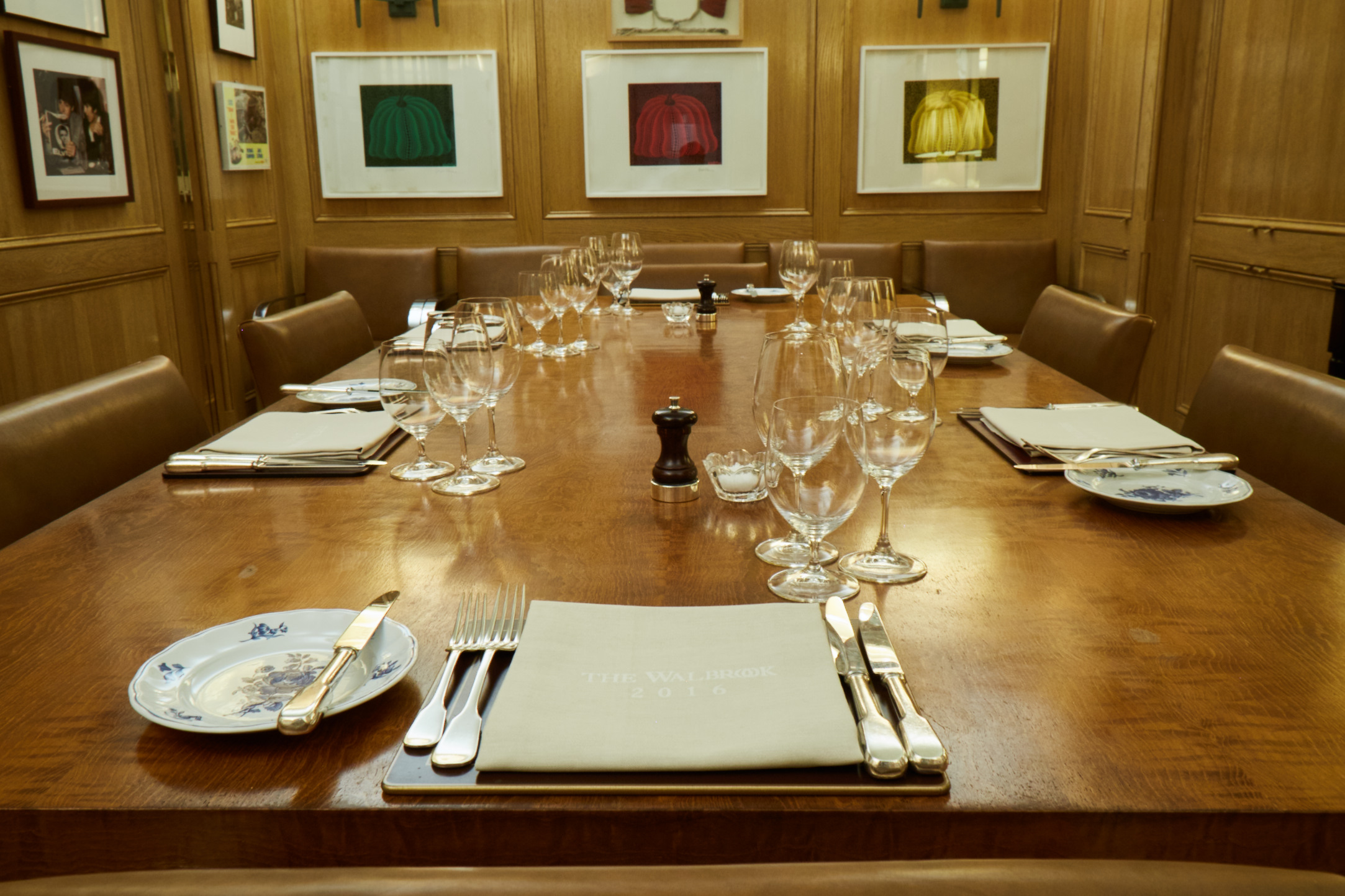 Elegant dining table set for corporate dinner at The Walbrook Club's Main Dining Room.