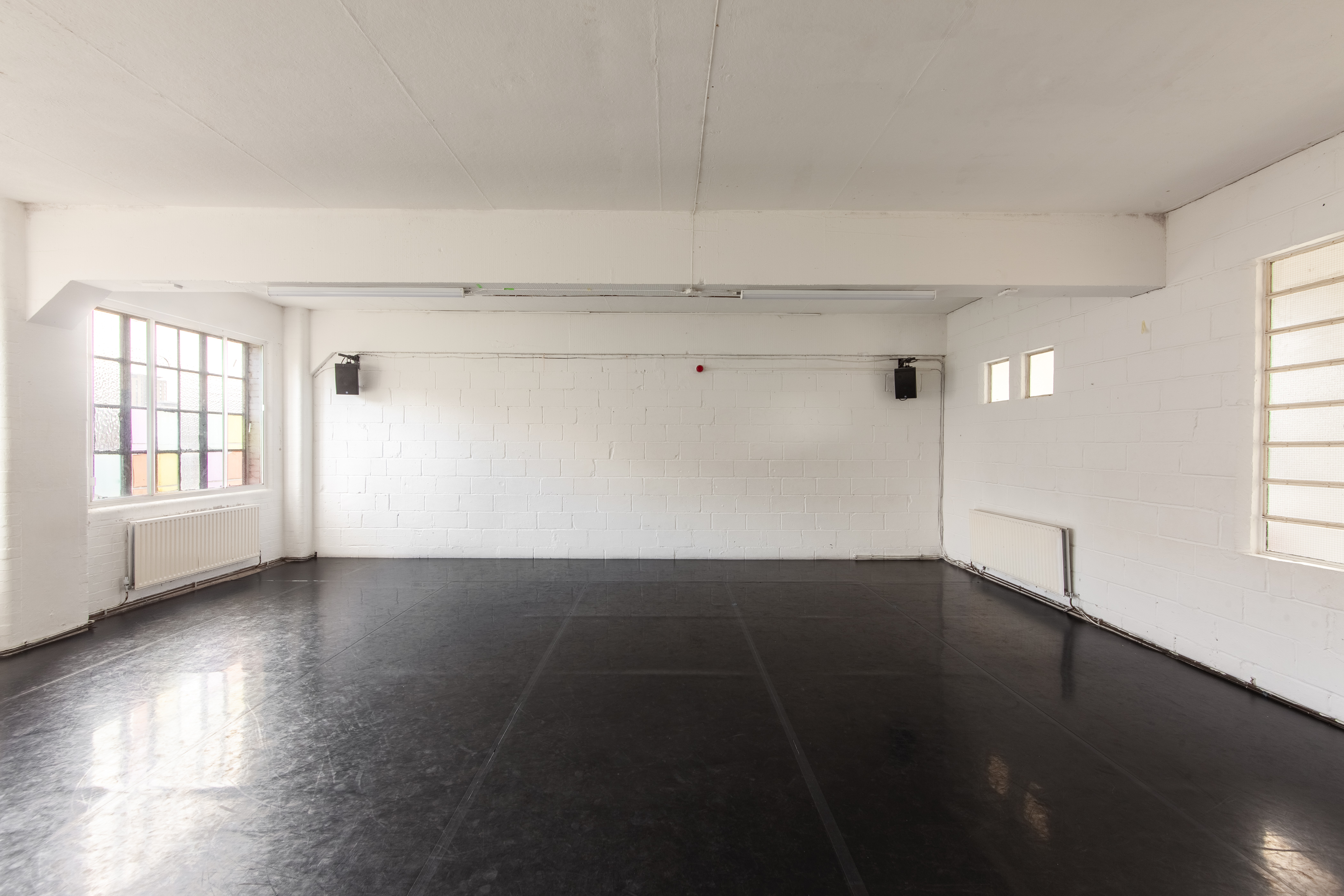 Versatile Research Studio at Chisenhale Dance Space, ideal for workshops and events.