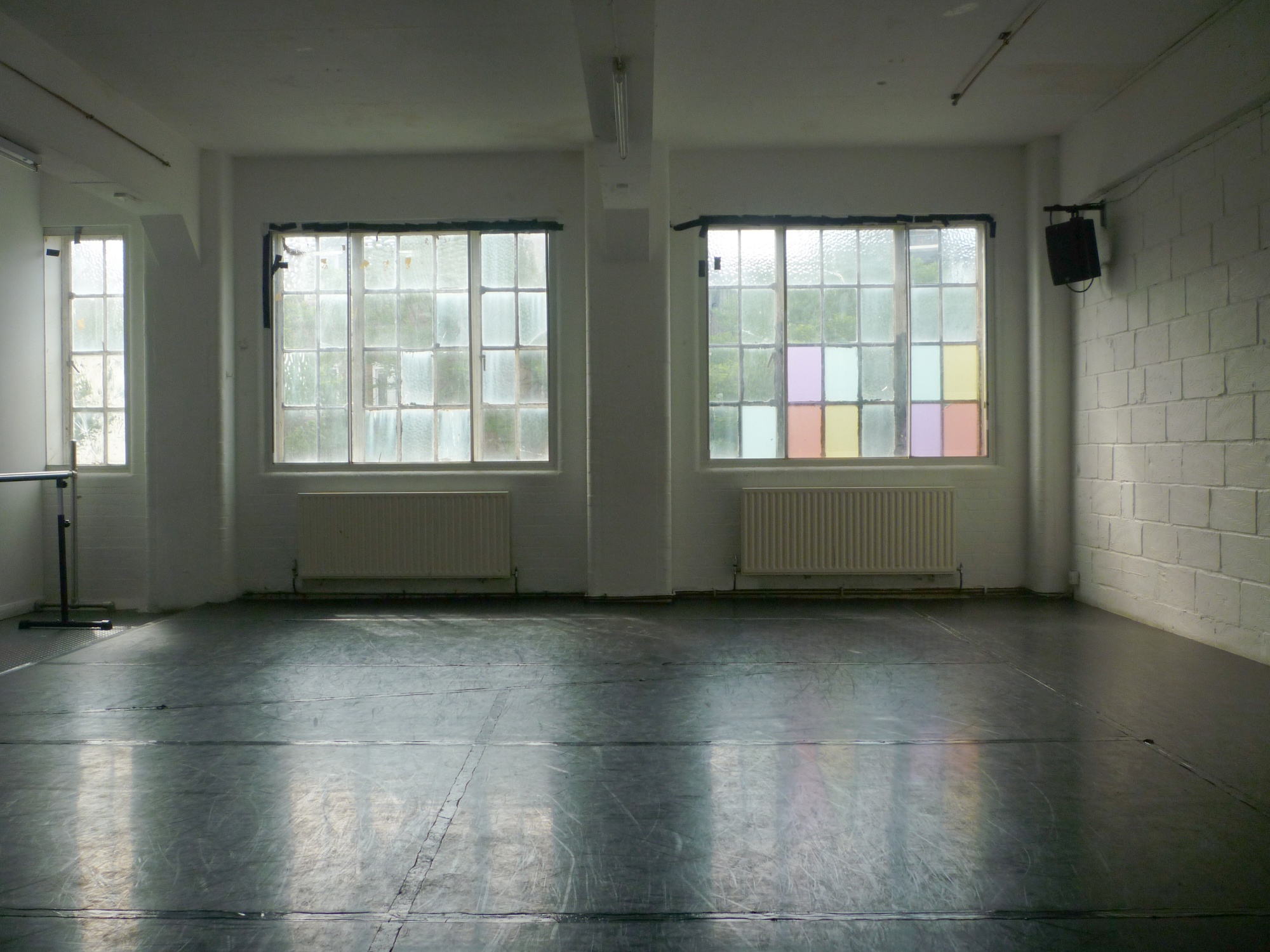 Versatile event space with large windows at Chisenhale Dance Space for workshops and meetings.