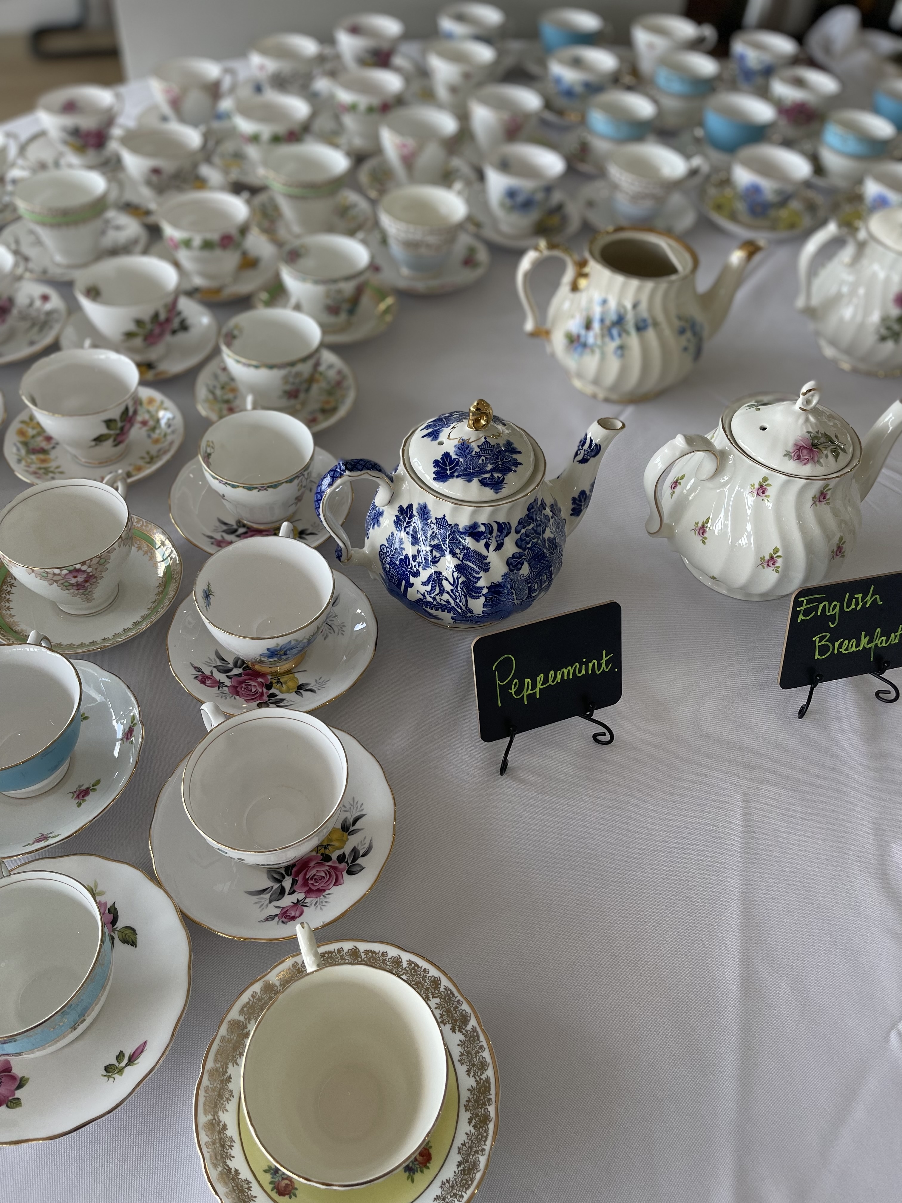 Elegant tea setup in The Oval Room, perfect for networking events and afternoon teas.