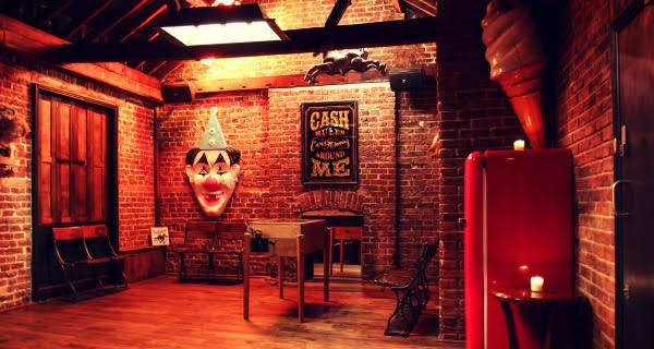 Play Room at Camden Assembly: rustic charm, exposed brick, ideal for creative events.