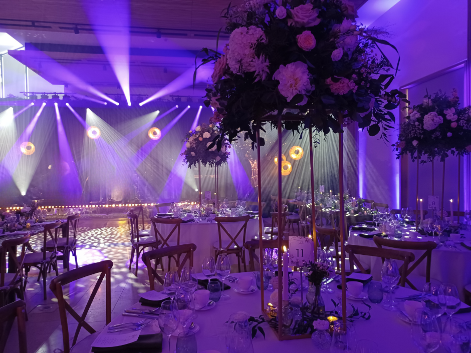 Elegant banquet hall at Hilltop Garden Room, perfect for weddings and corporate events.