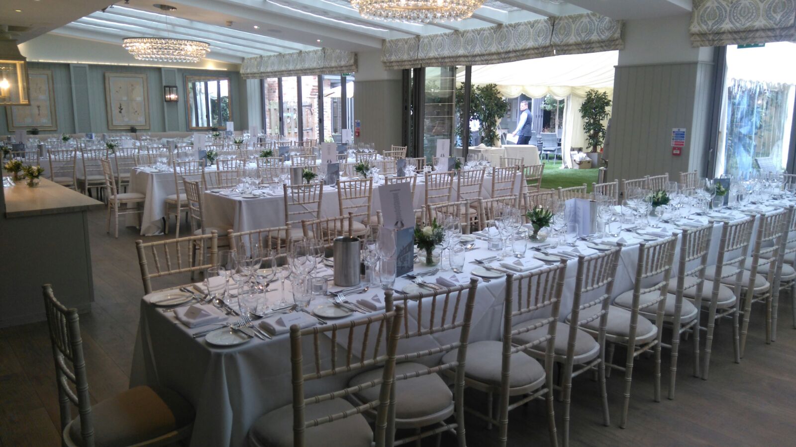 Elegant banquet setup in The Garden Room, perfect for weddings and corporate events.