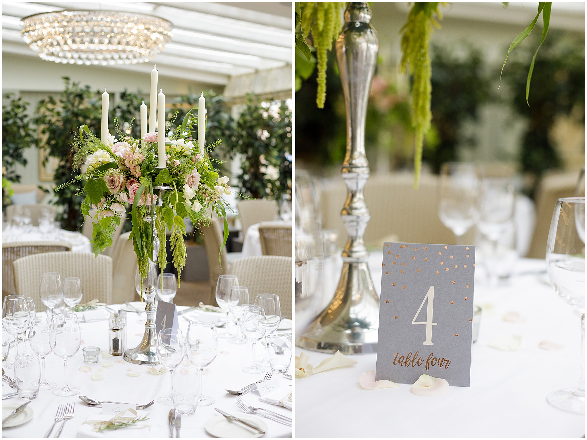 Elegant dining table with floral centerpiece at The Hoste Arms for events and celebrations.