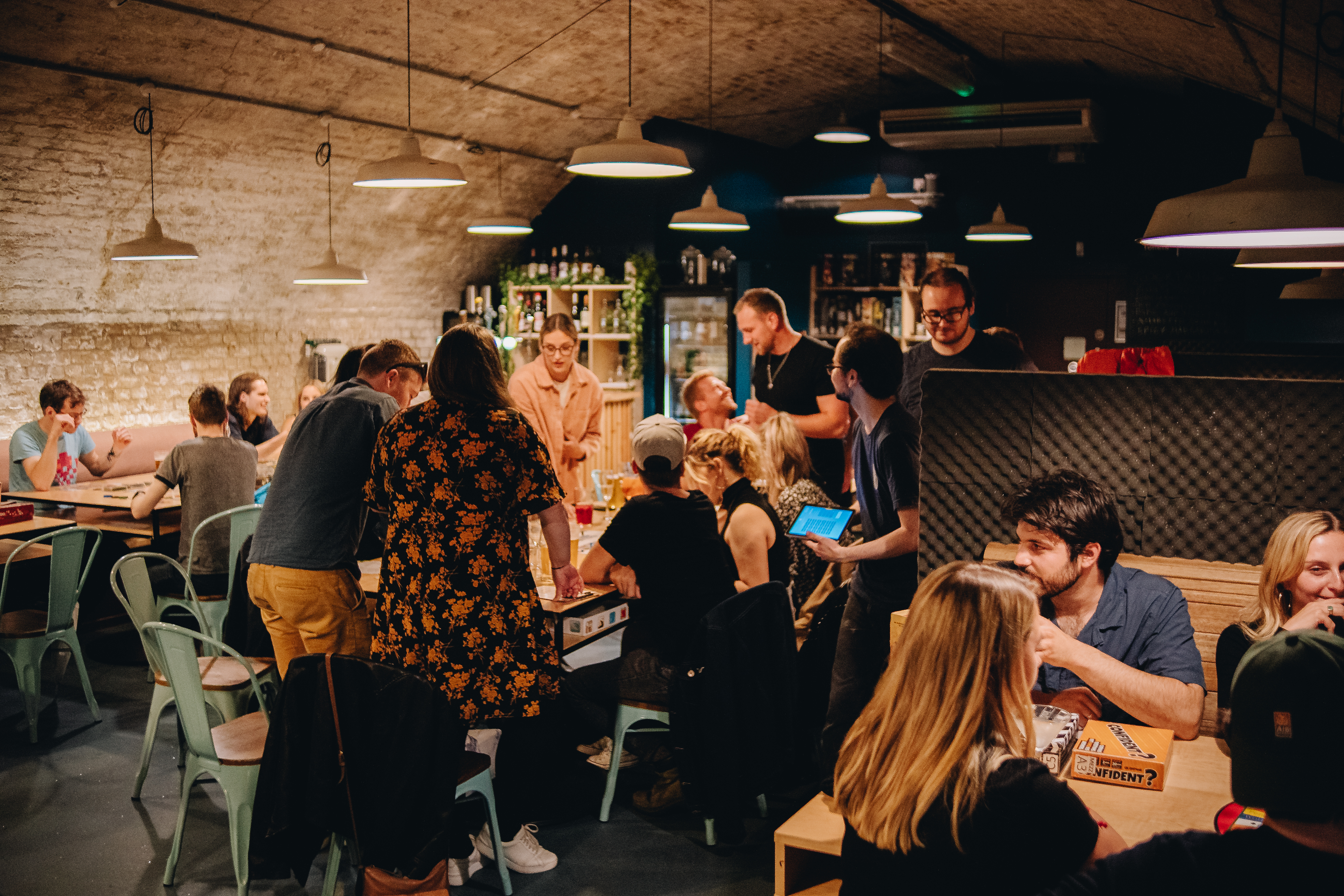 Vibrant Mezzanine at Draughts Waterloo, ideal for networking and team-building events.