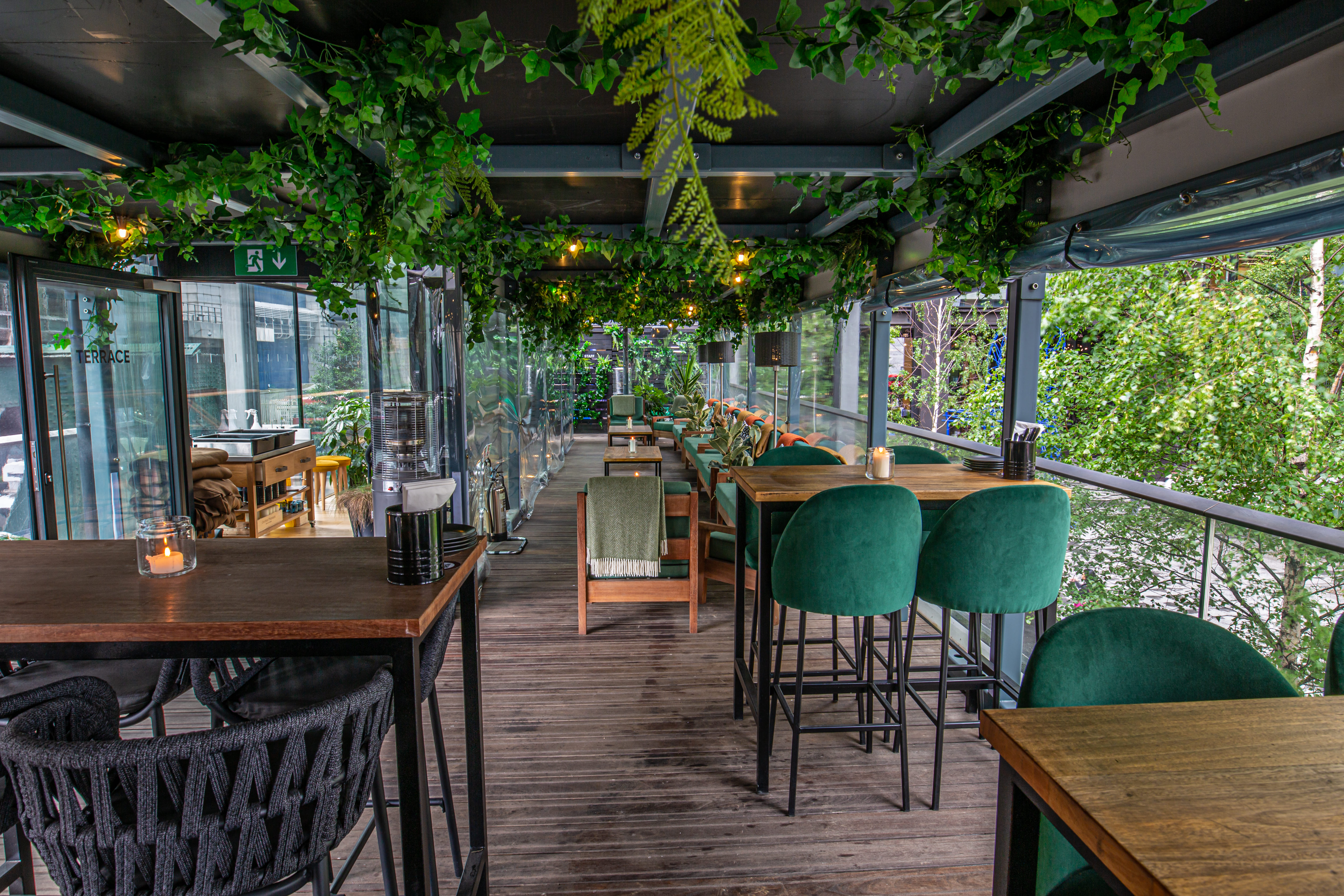 Stylish Roof Terrace in Vagabond Shoreditch, perfect for cocktail receptions and networking.