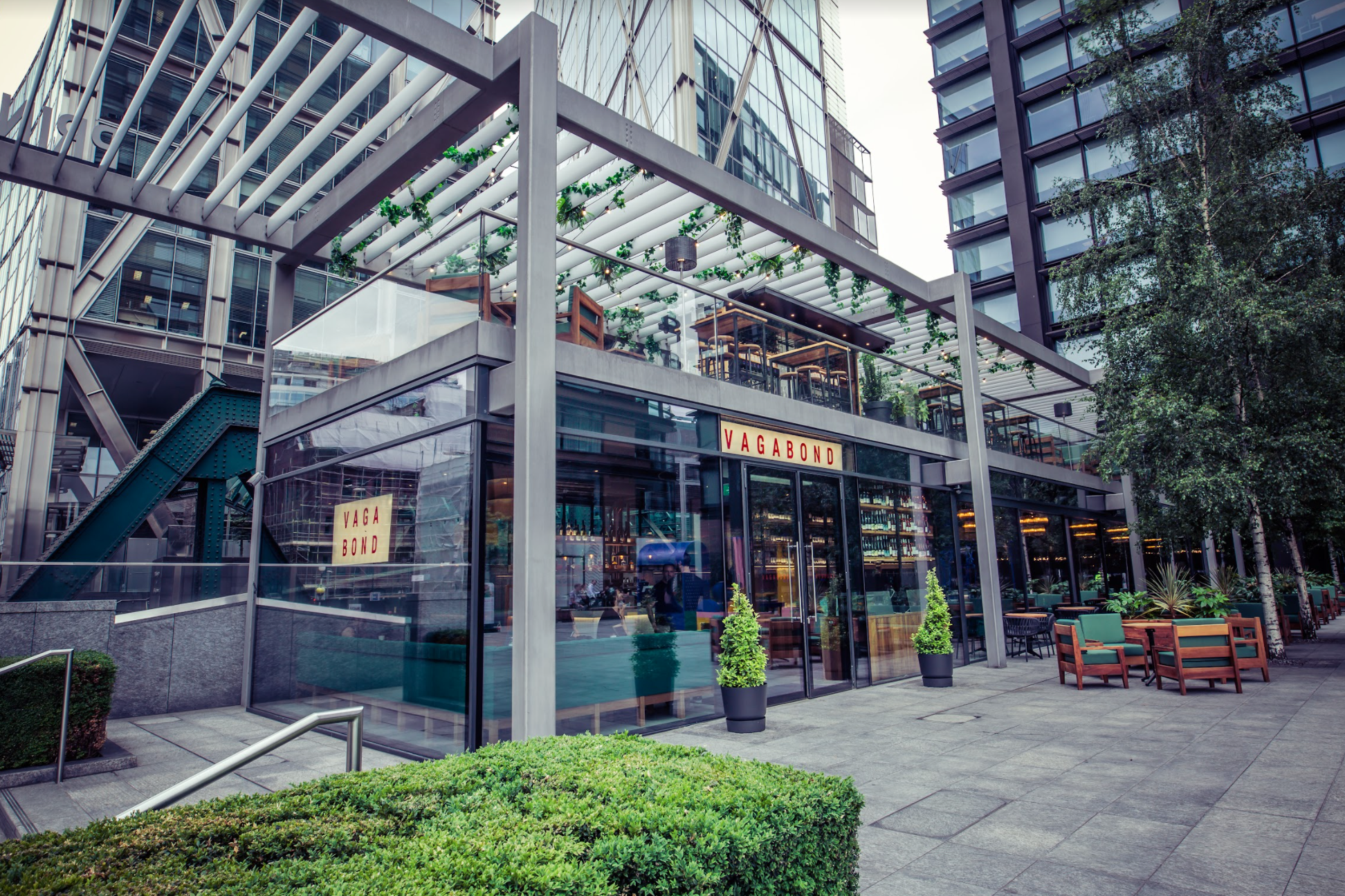 Modern venue with glass facade in Vagabond Shoreditch for corporate meetings and events.