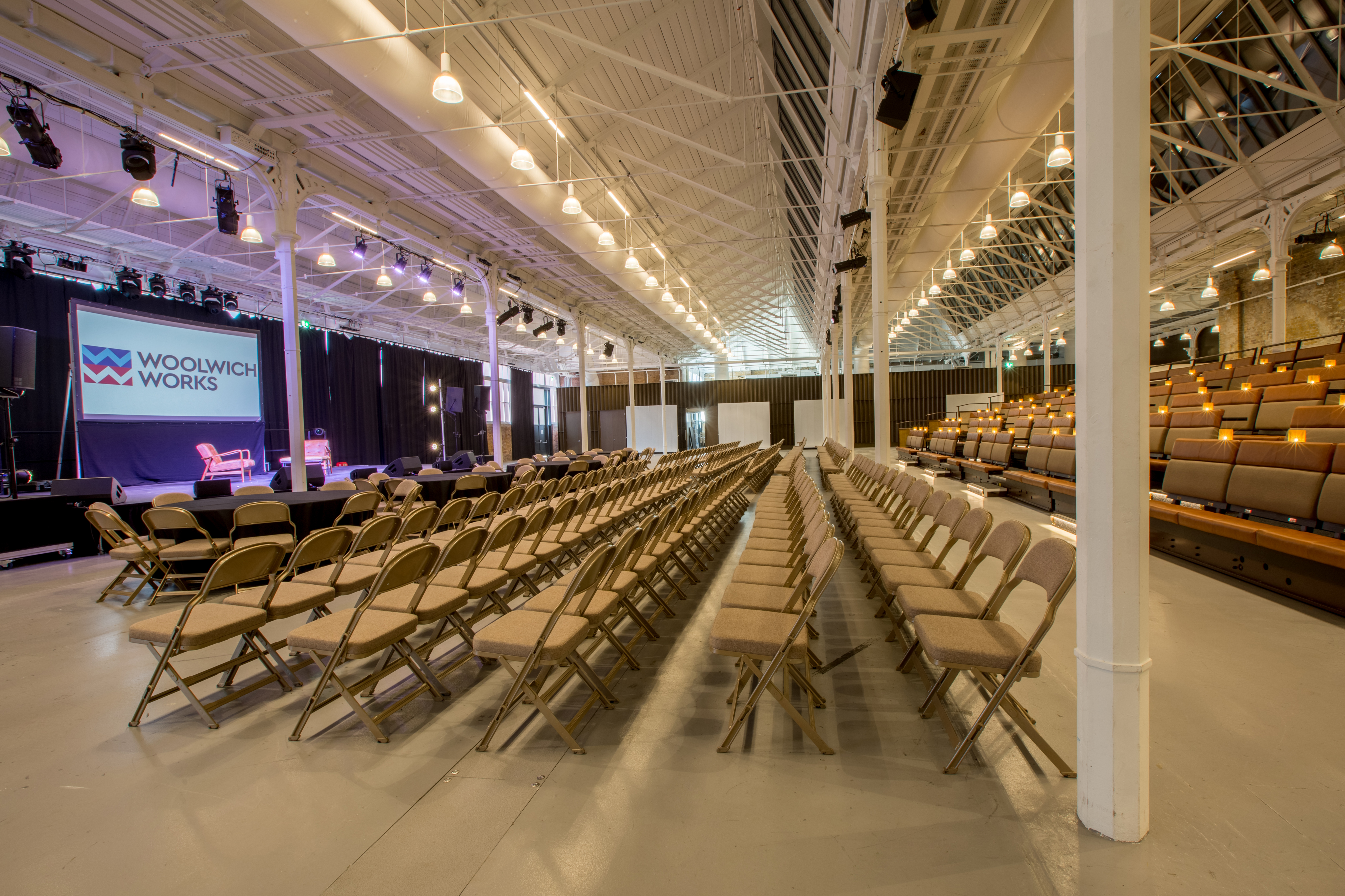 Fireworks Factory venue in Woolwich Works, ideal for corporate events and presentations.