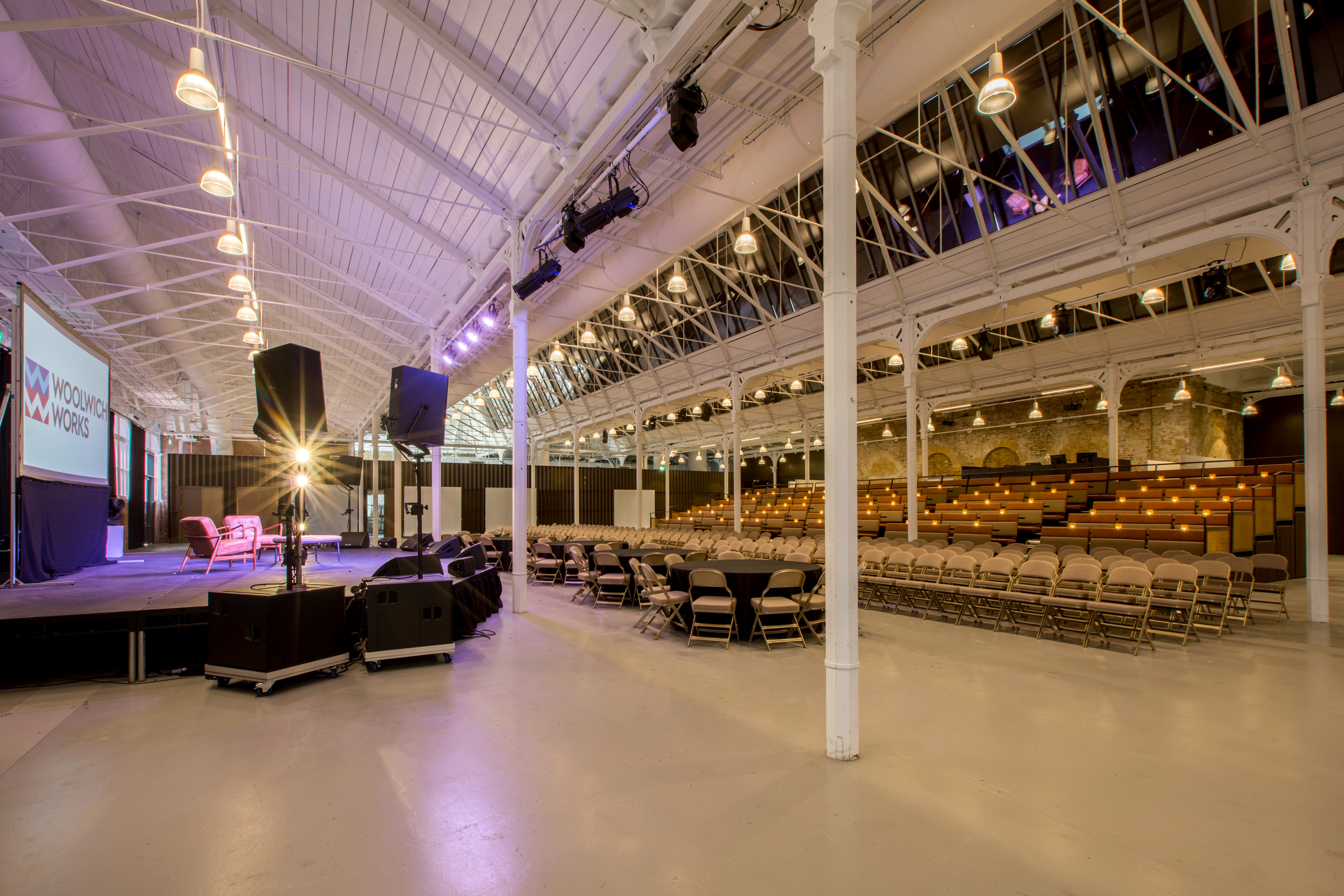Fireworks Factory event space in Woolwich Works, ideal for conferences and networking.