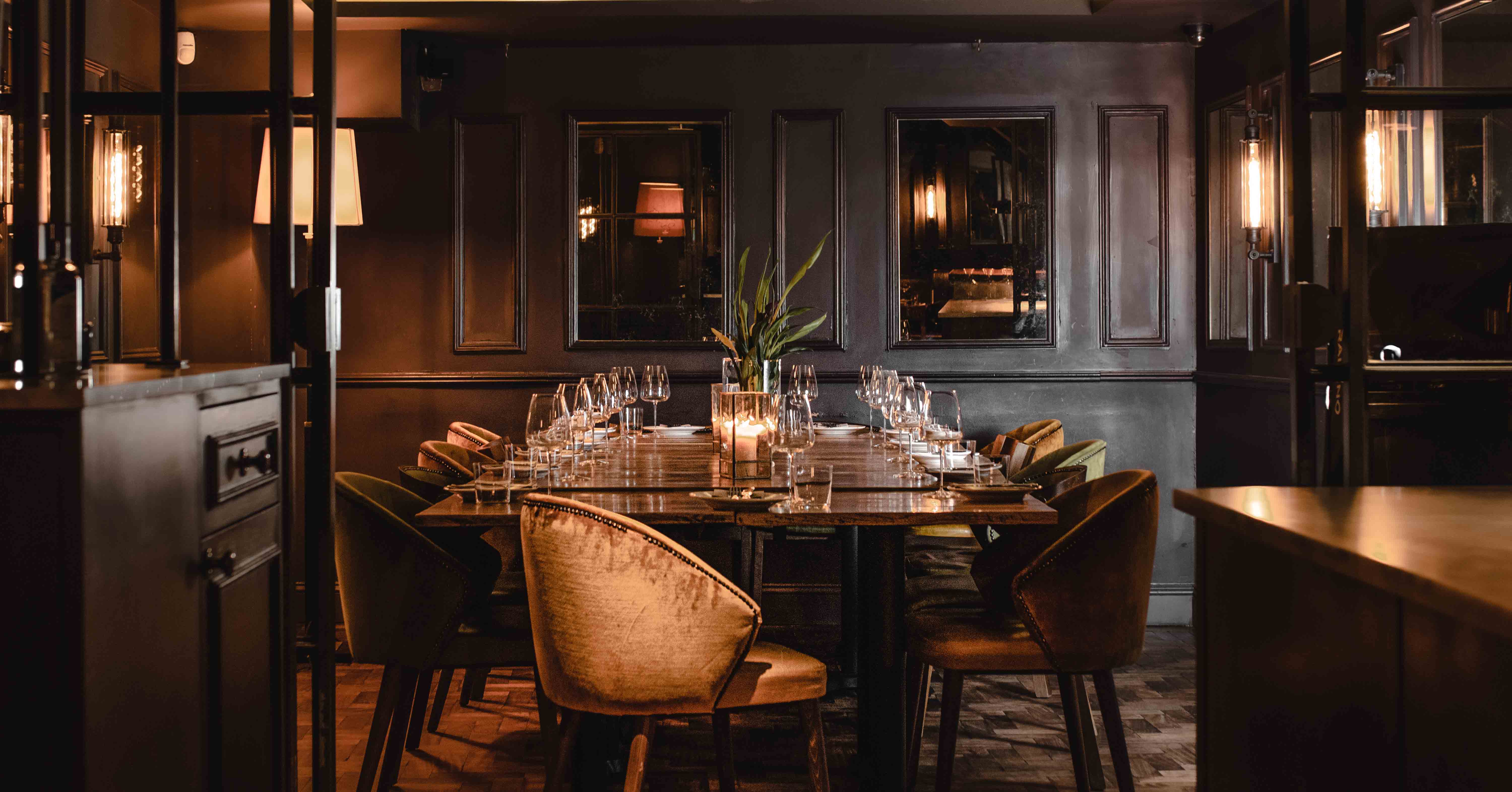 Elegant private dining room at Ember Yard, perfect for corporate dinners and exclusive events.
