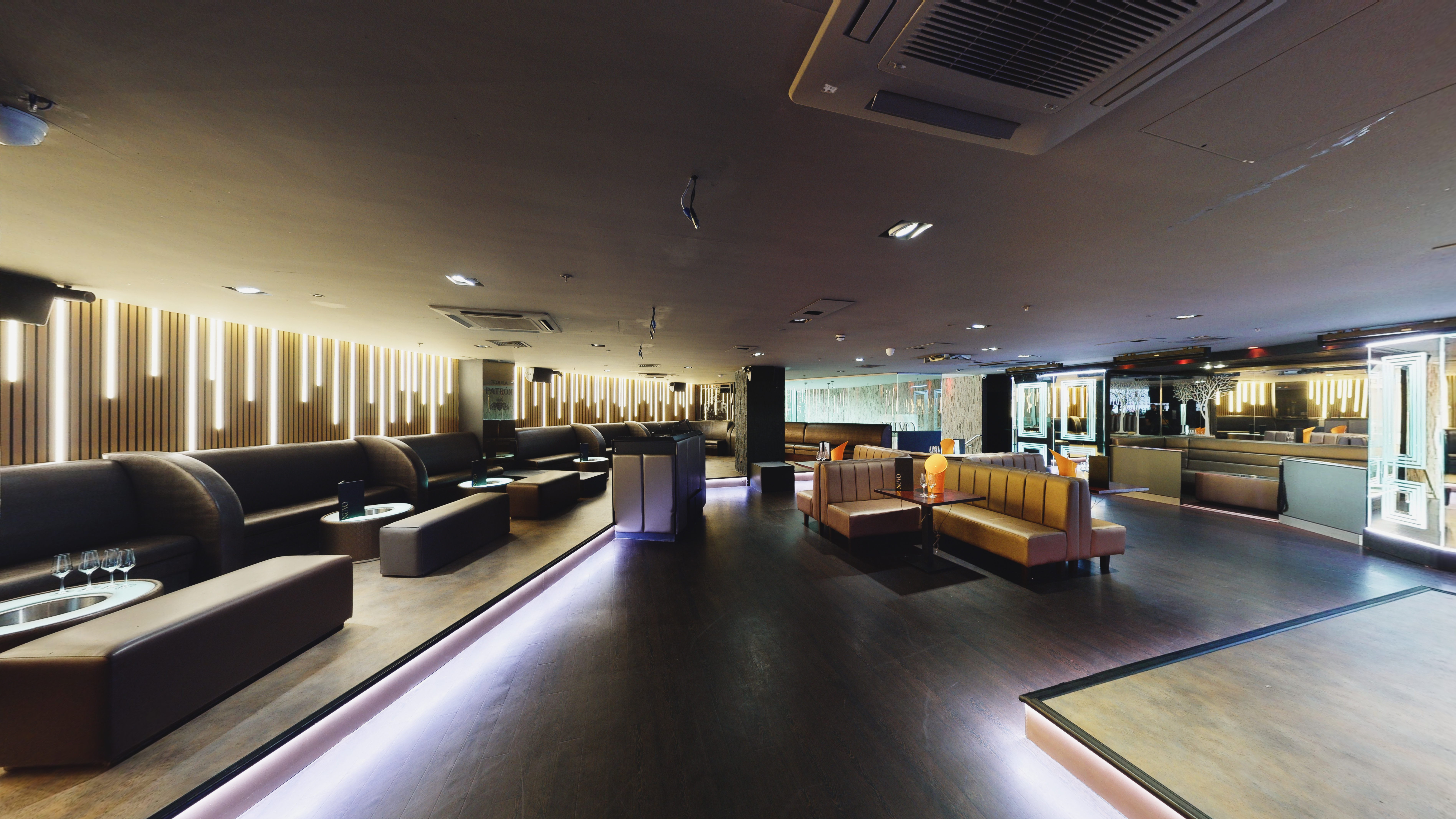 Modern event space at Nuvo Late Lounge with sleek seating for cocktail receptions.