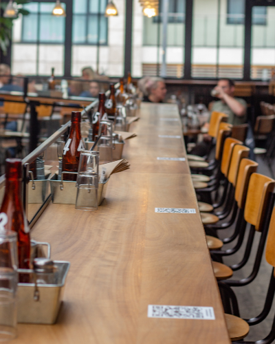 Modern dining space in Duke Street Market, perfect for casual meetings and networking.