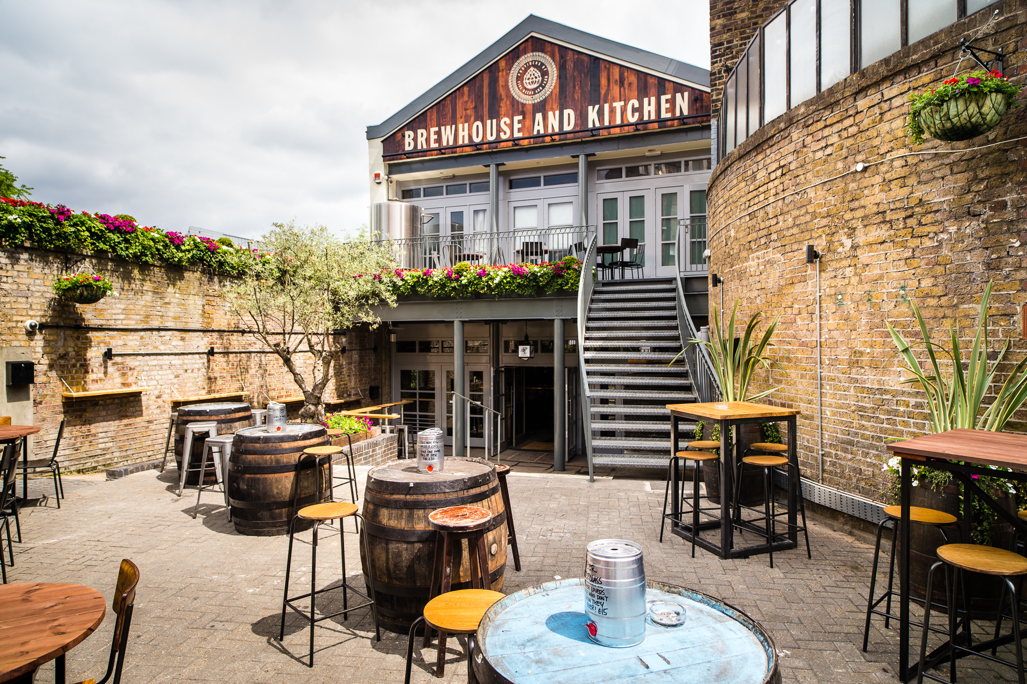 Vibrant outdoor venue at Brewhouse & Kitchen for casual gatherings and events.