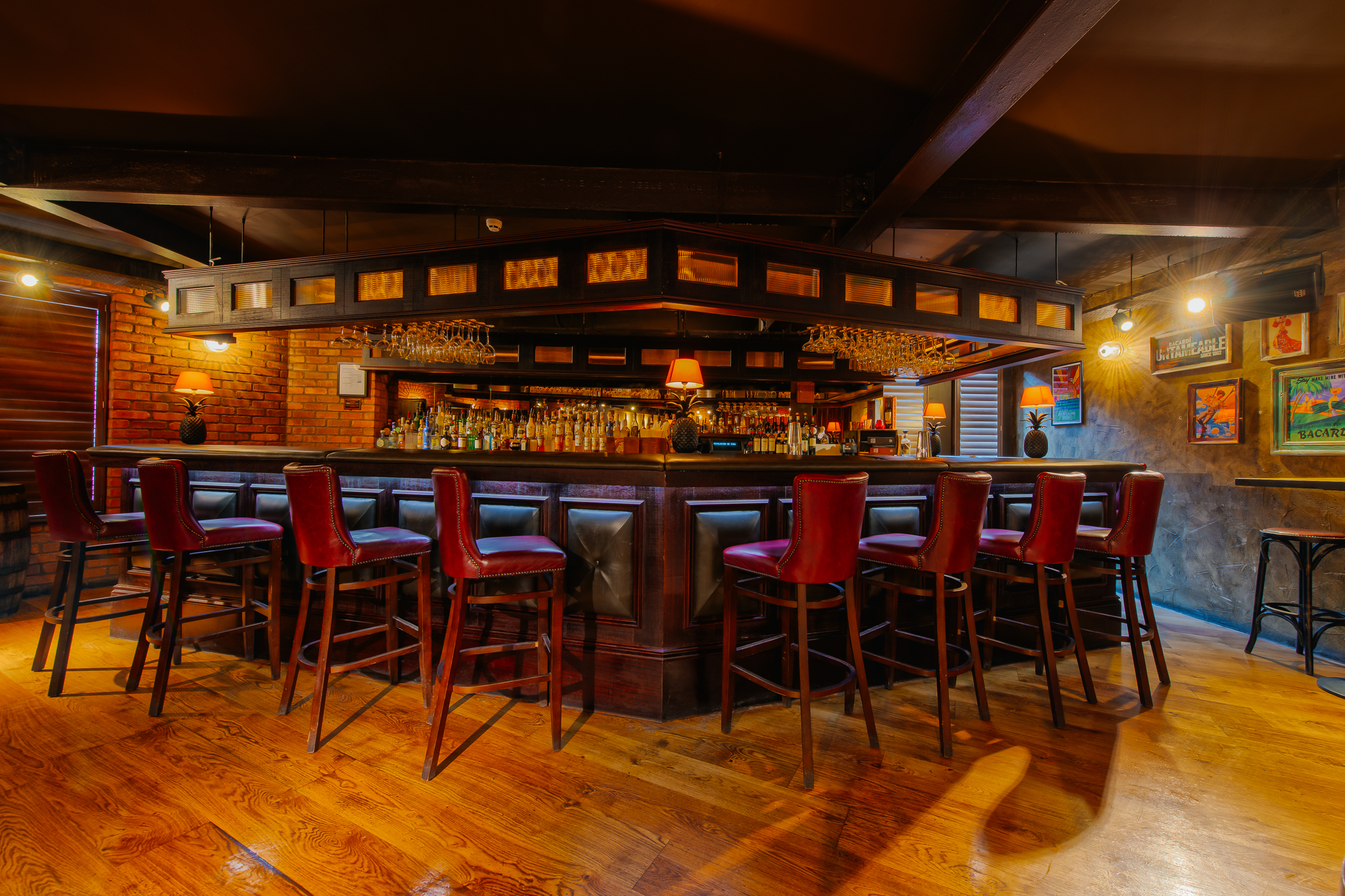 Stylish Bacardi Bar in Leeds with warm lighting, ideal for networking events and cocktail receptions.