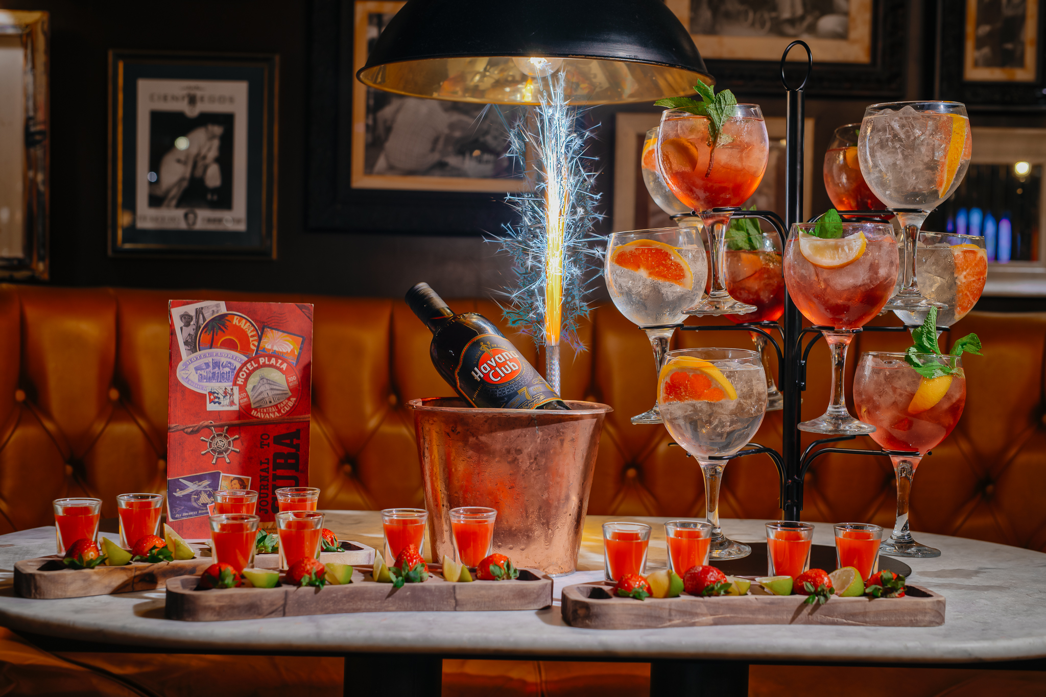 Bacardi Bar cocktails display at Revolucion de Cuba Leeds for vibrant social events.