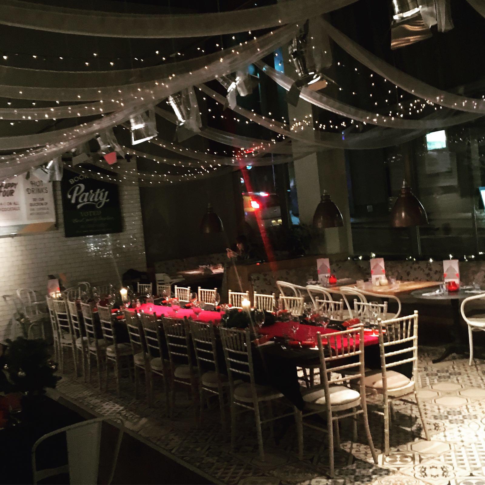 Festive Sky Bar Sheffield banquet table for holiday dinners and celebration event parties.