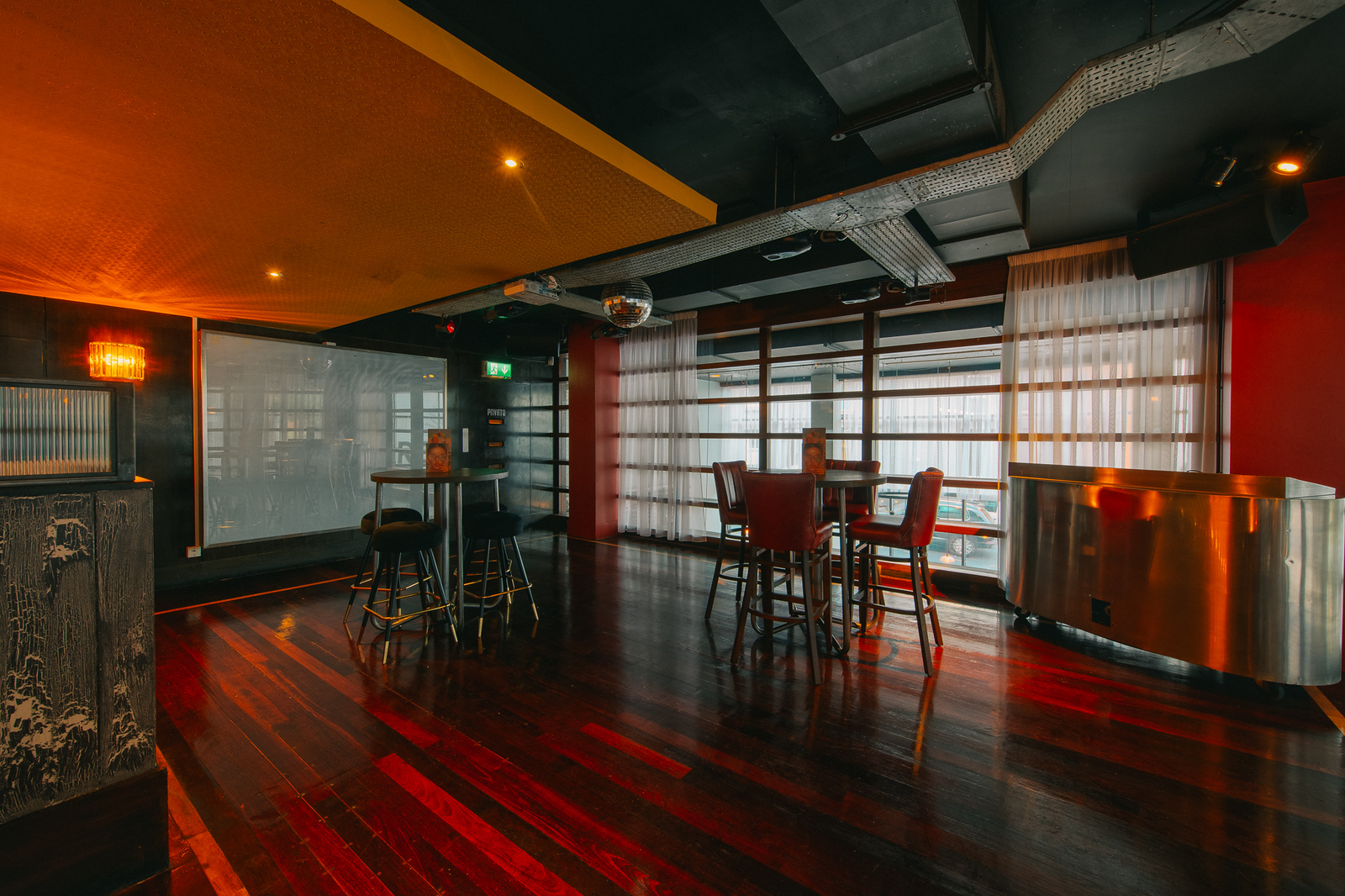 Industrial-chic Sky Bar at Revolution Sheffield for networking and evening event hire.