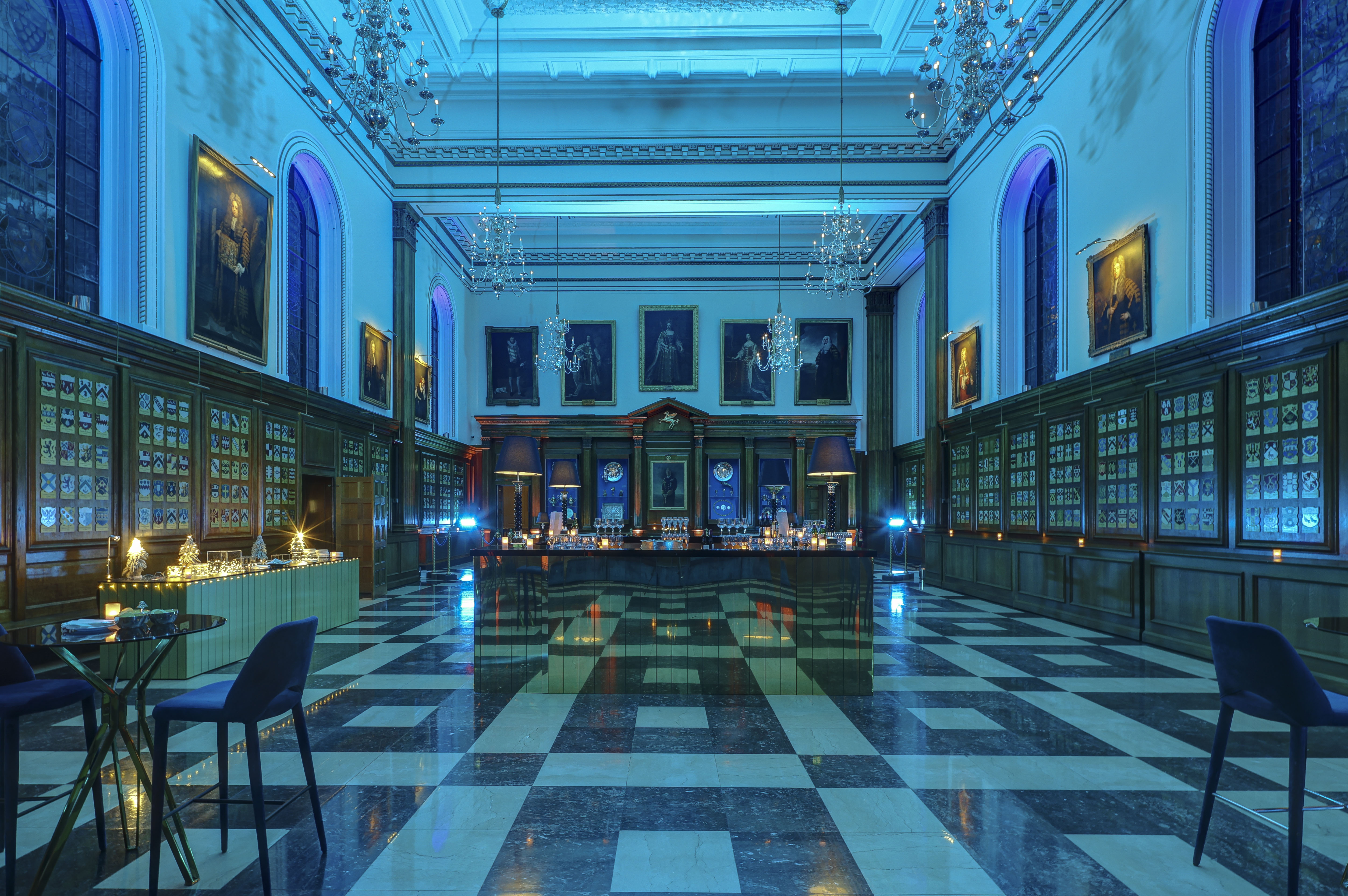 Elegant event space in The Inner Temple with polished marble floor, ideal for receptions.
