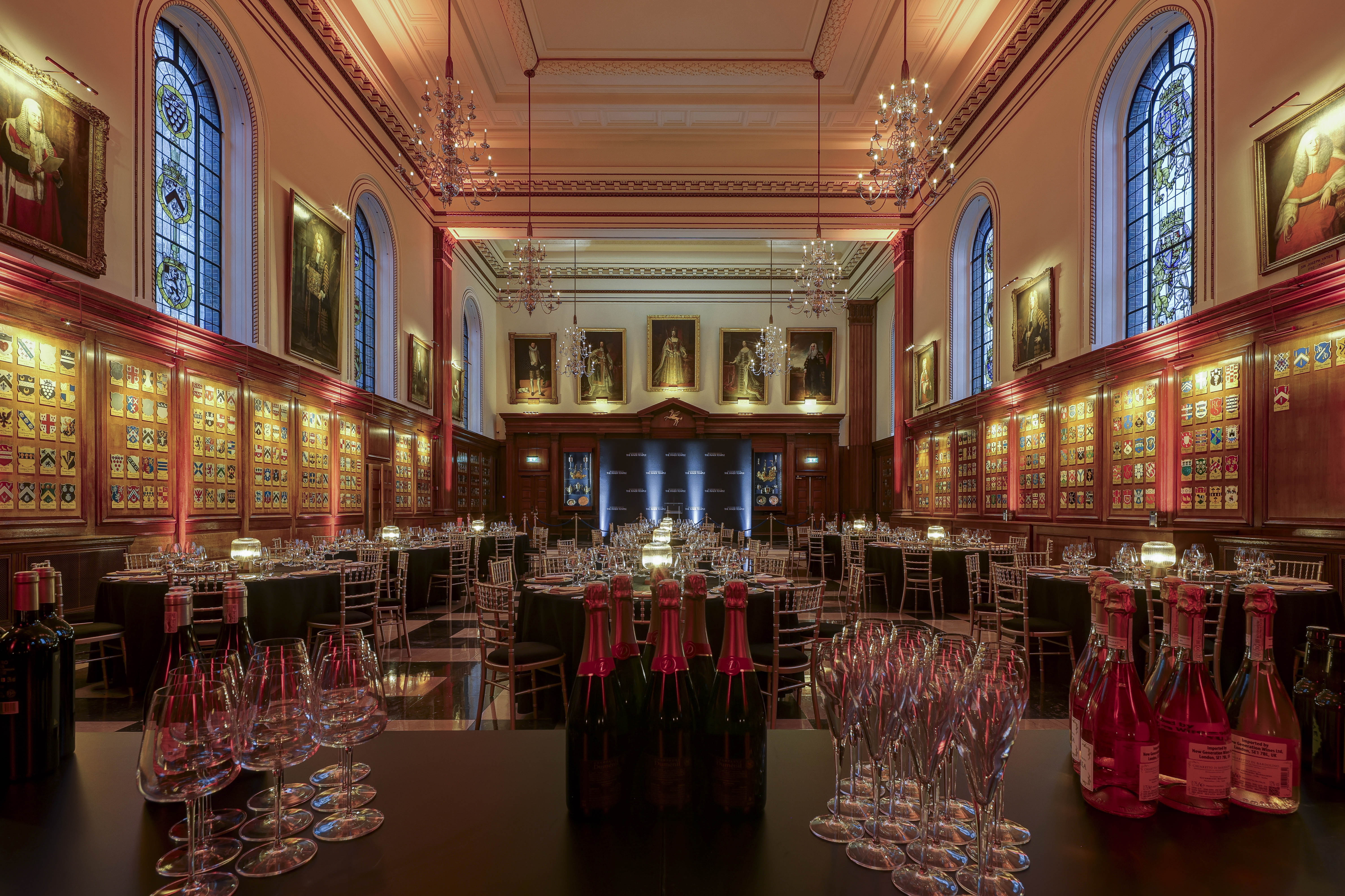 Elegant banquet hall in The Inner Temple, ideal for upscale corporate events and celebrations.