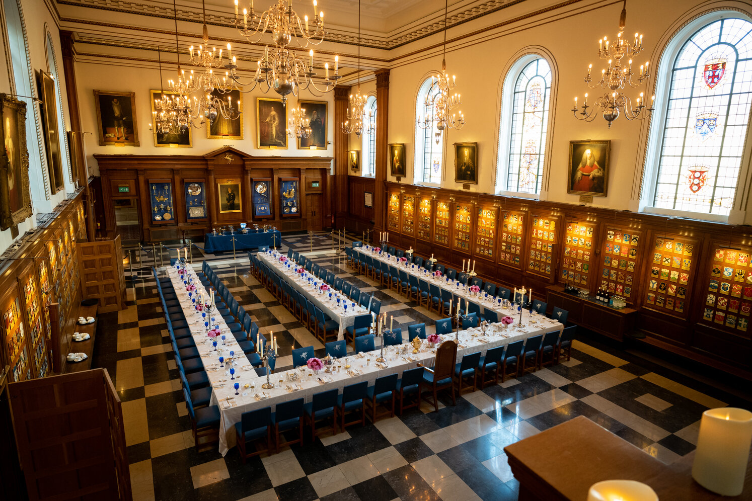 Elegant banquet hall in The Inner Temple, perfect for formal events and corporate dinners.