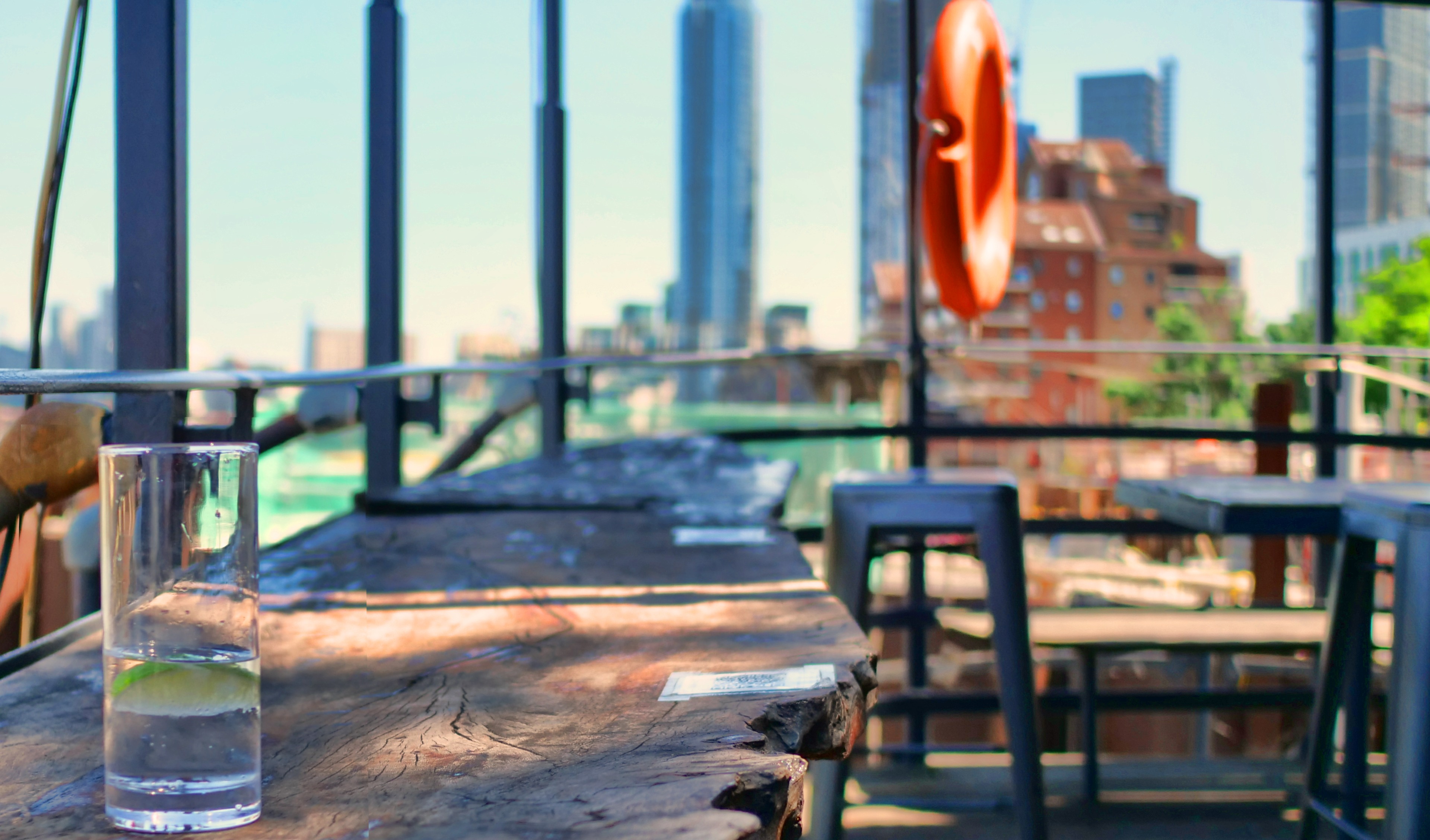 Outdoor East Deck at Battersea Barge, stylish venue for networking events and cocktail receptions.