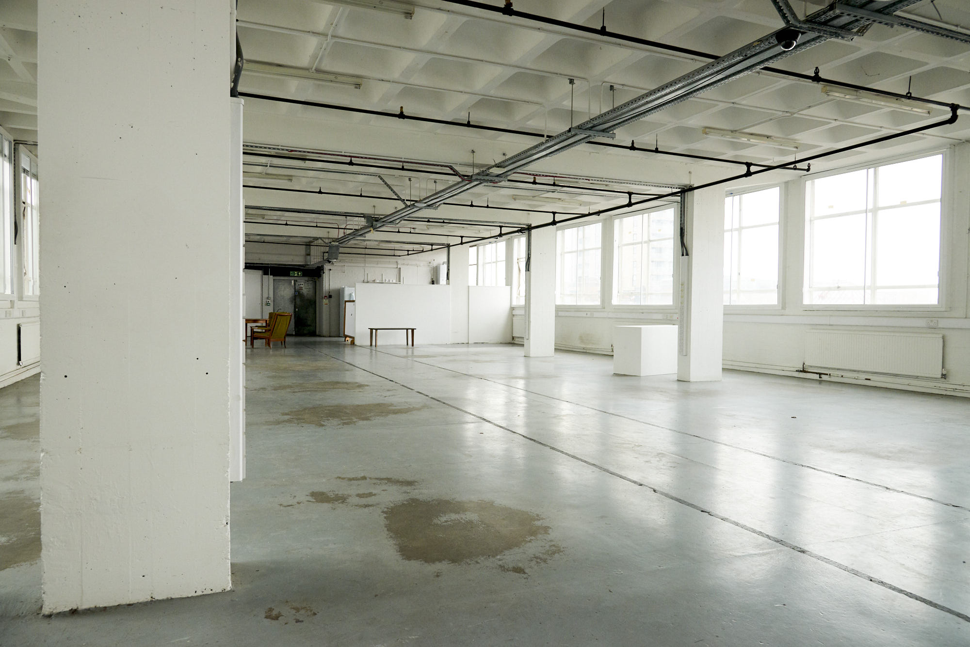 Spacious FH3 Studio venue with high ceilings, perfect for versatile events and exhibitions.