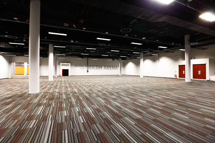 Spacious Convention Hall 3 at Coventry Arena, ideal for conferences and exhibitions.