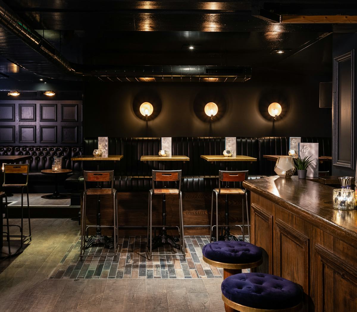 Stylish Basement Bar at GRUB MCR, perfect for networking events and cocktail receptions.