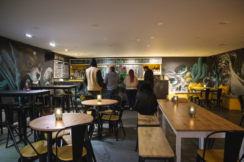 Stylish Basement Bar at GRUB MCR, perfect for networking events and gatherings.